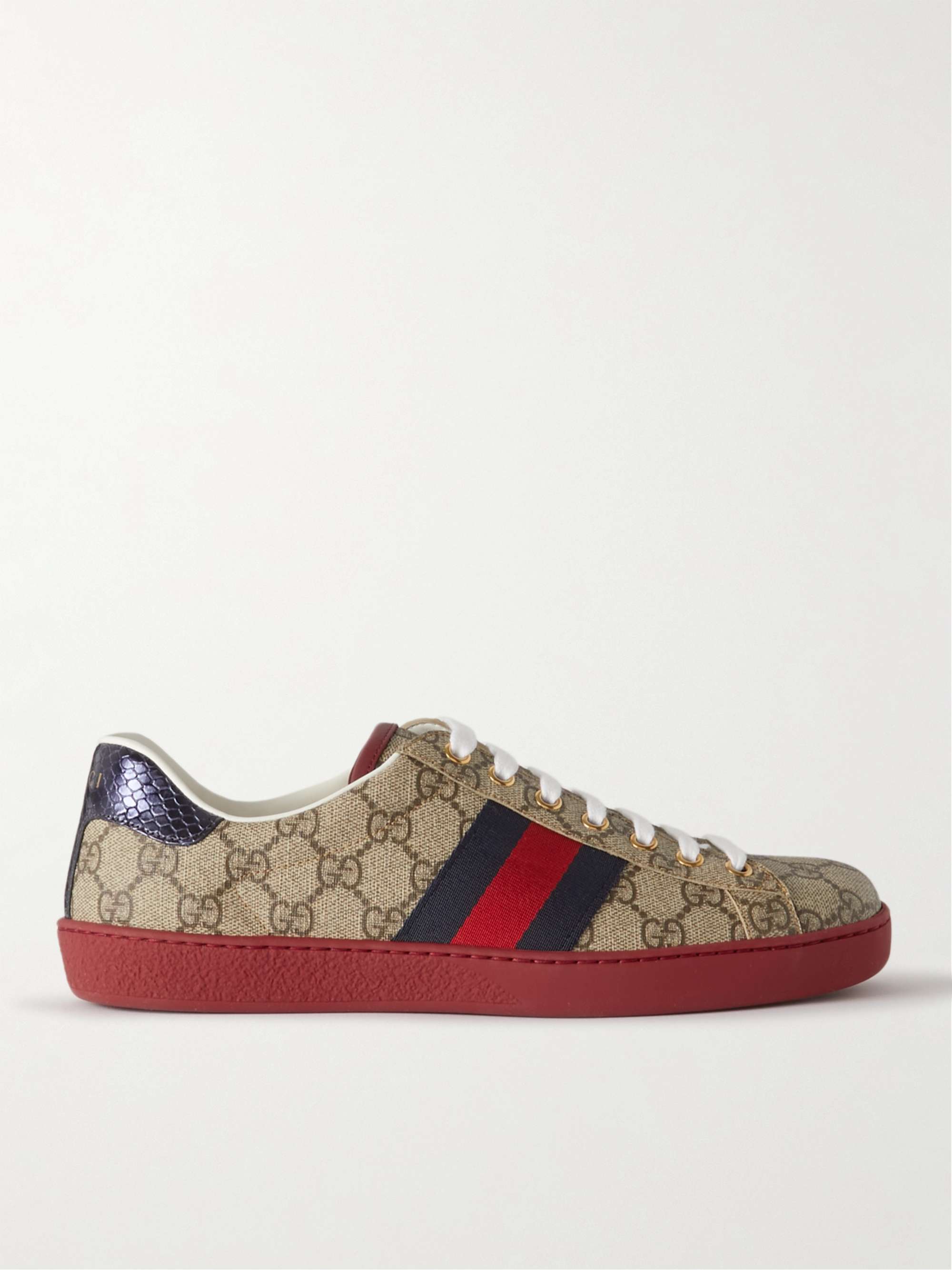 GUCCI Ace Monogrammed Coated-Canvas Sneakers | MR PORTER