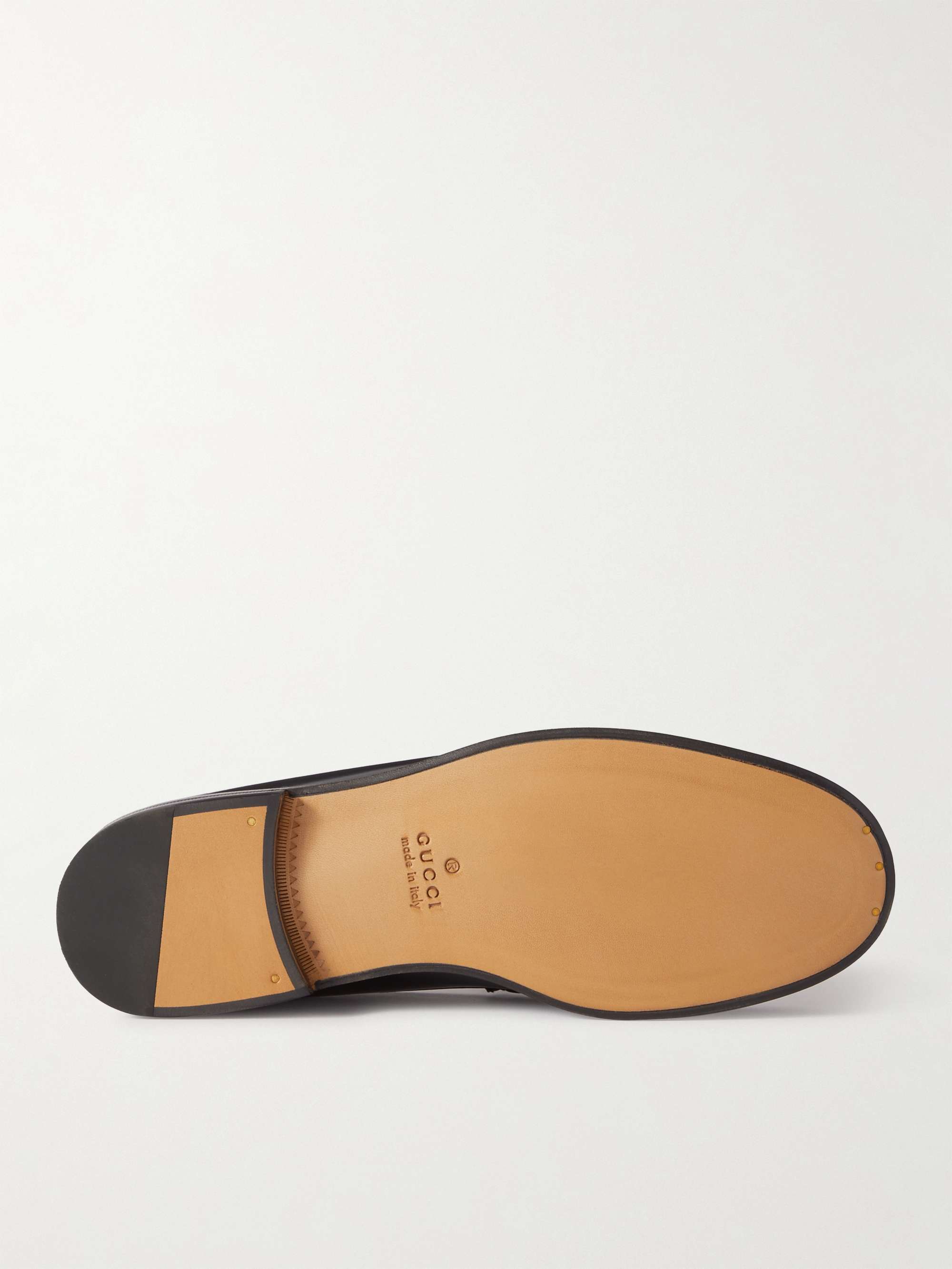 GUCCI Kaveh Webbing-Trimmed Leather Loafers