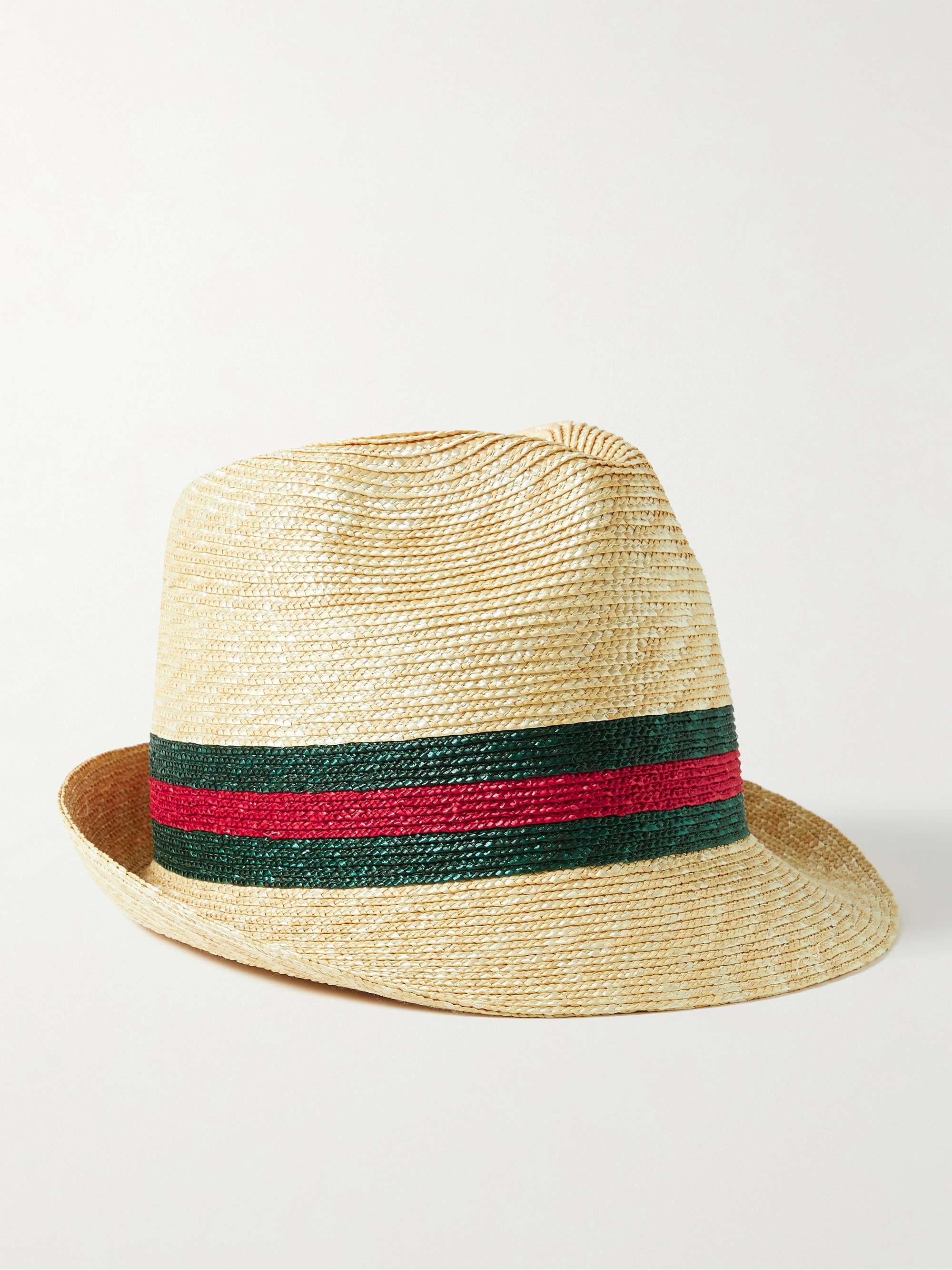 GUCCI Striped Straw Fedora | MR PORTER