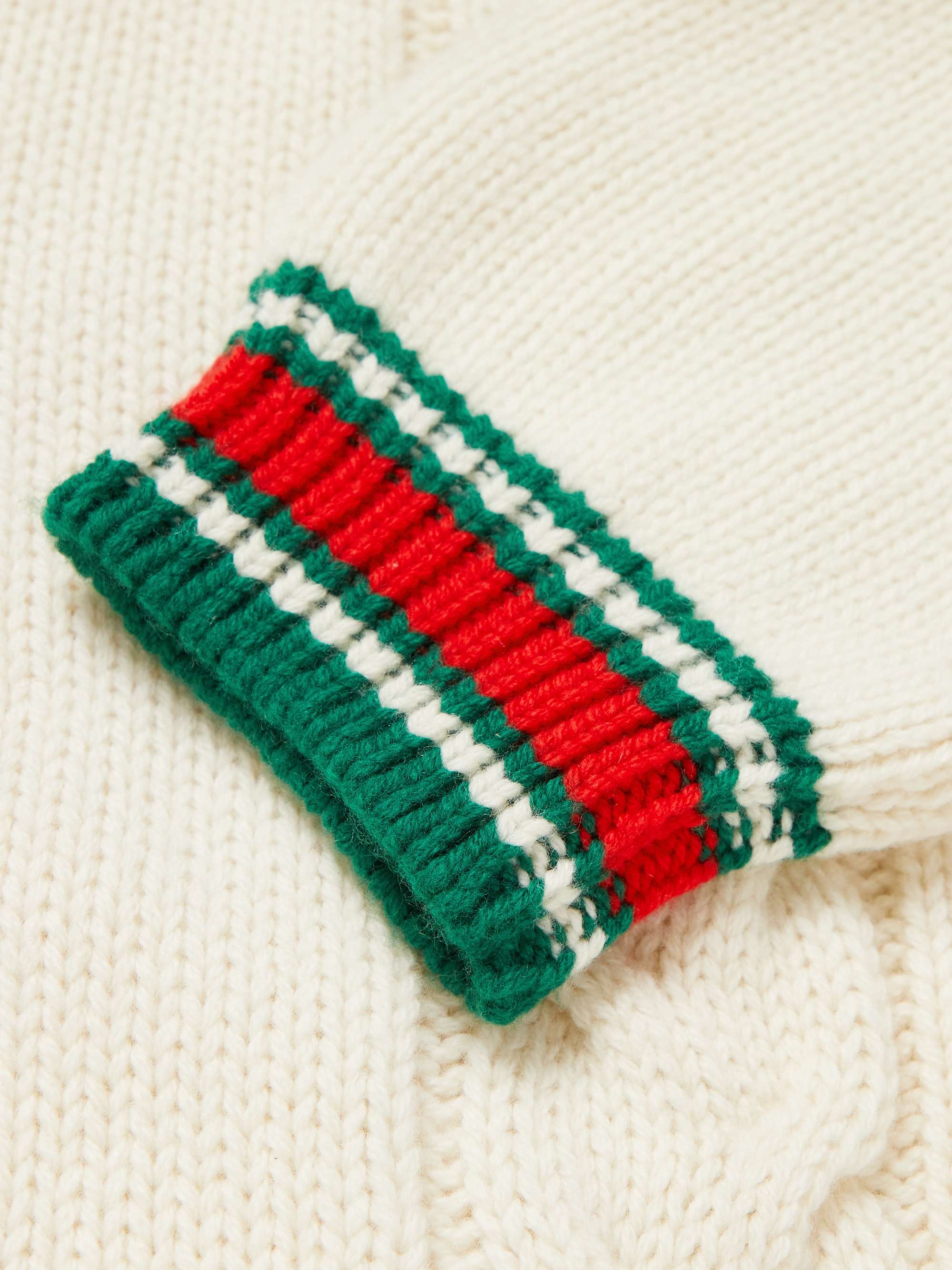 GUCCI Striped Cable-Knit Wool Zip-Up Cardigan