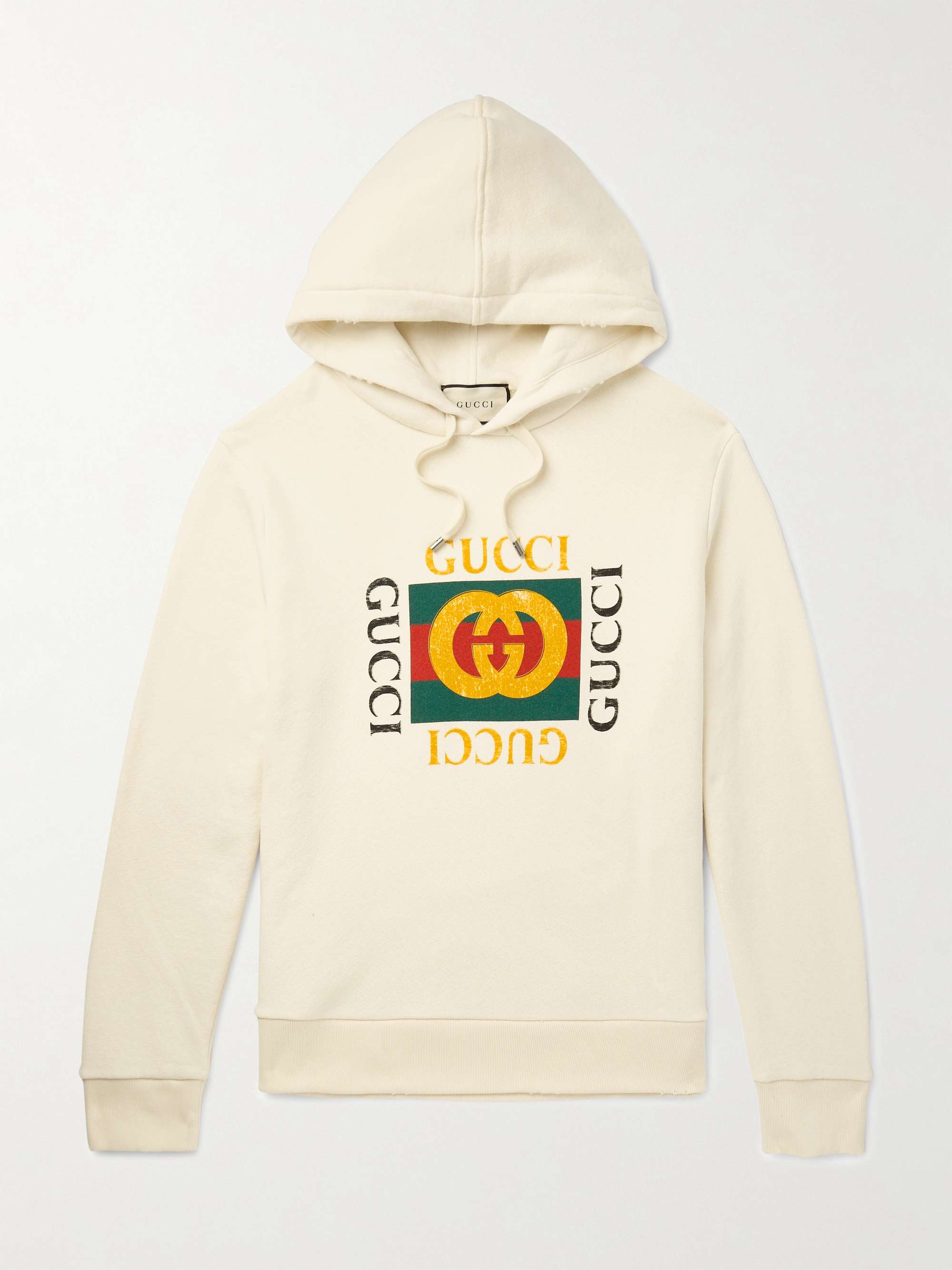 GUCCI Logo-Print Cotton-Jersey Hoodie | MR PORTER