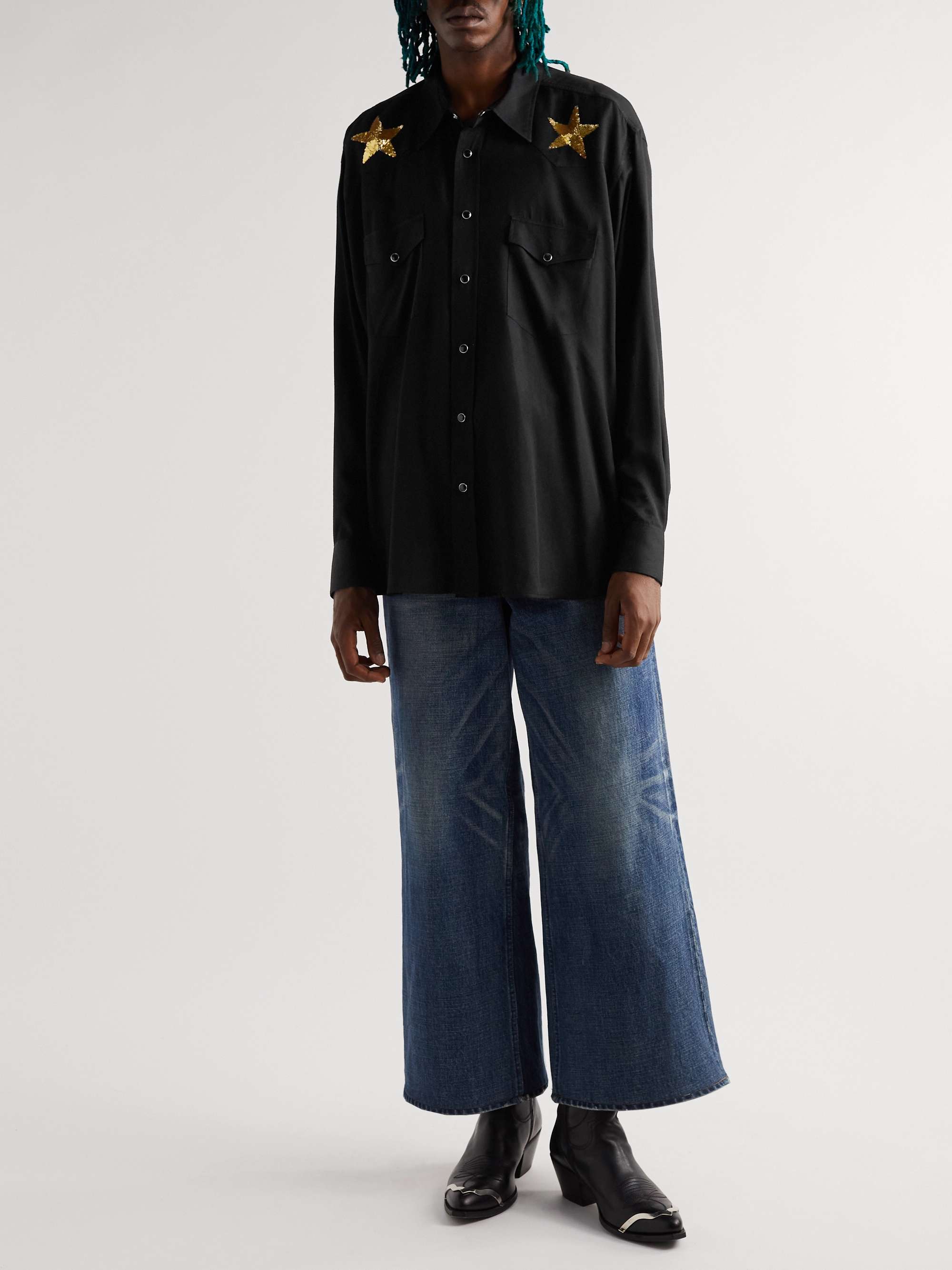CELINE Sequin-Embellished Crepe Shirt