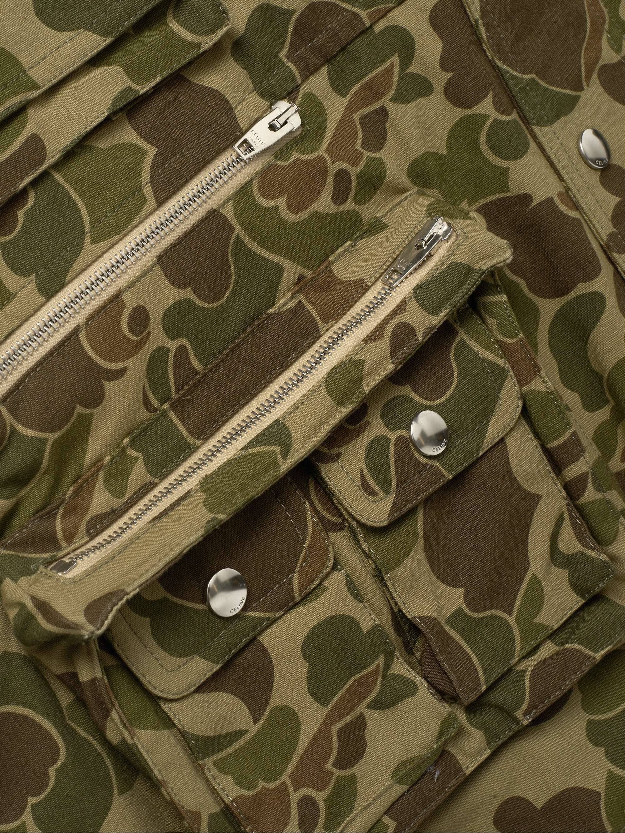 CELINE Camouflage-Print Cotton Hooded Gilet