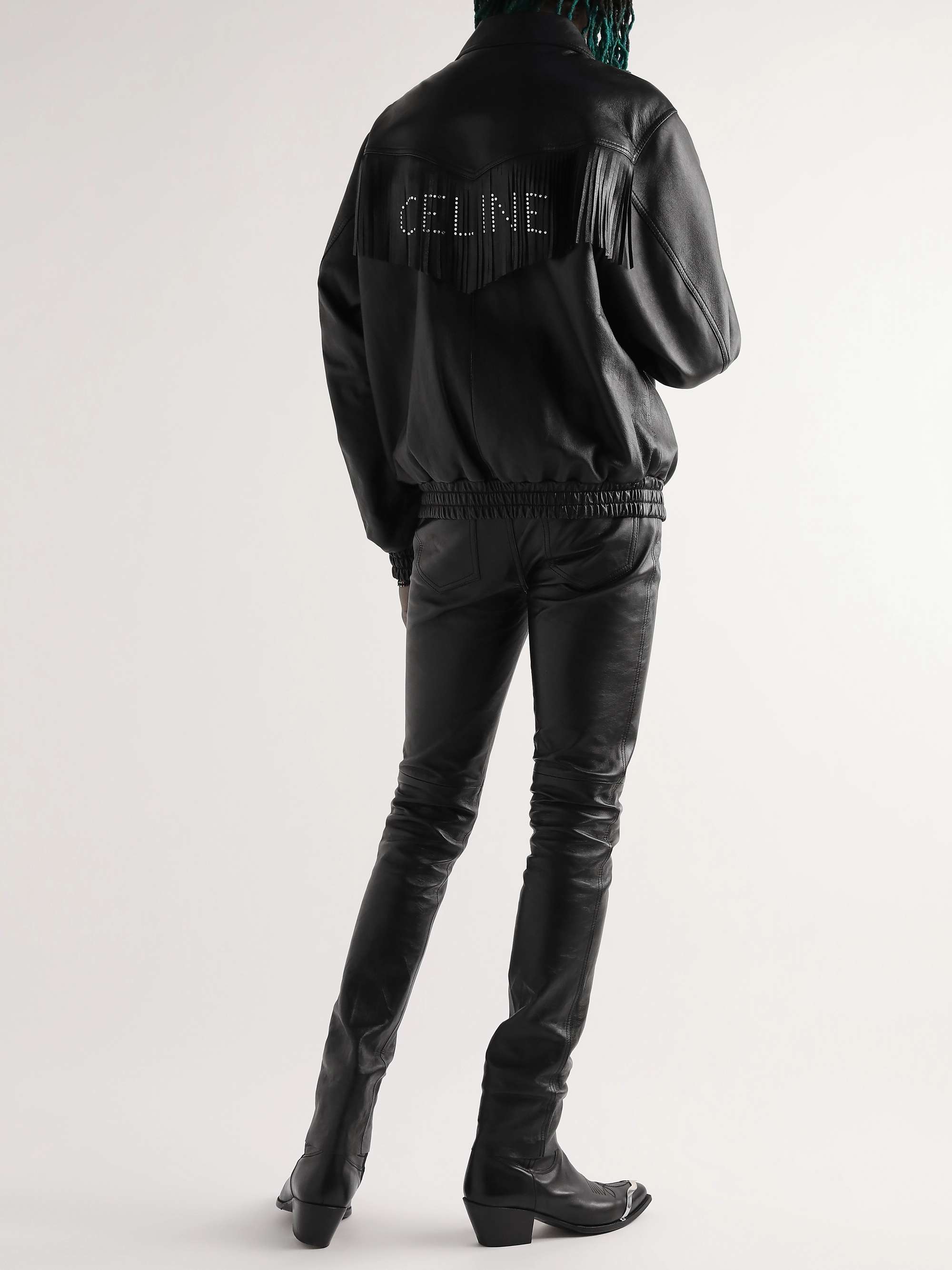 Embellished leather jacket deals