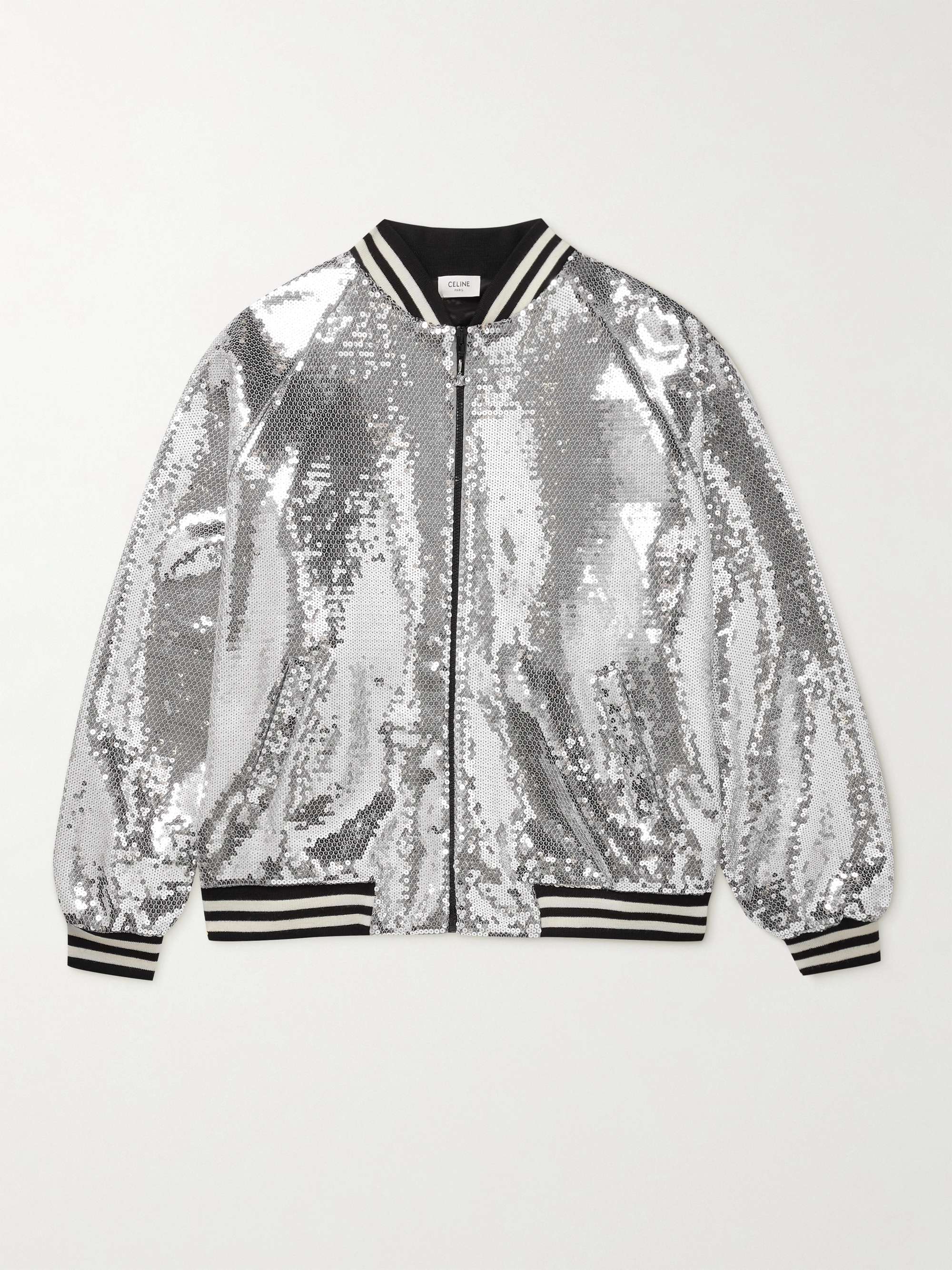 CELINE HOMME Sequin-Embellished Cotton Bomber Jacket for Men