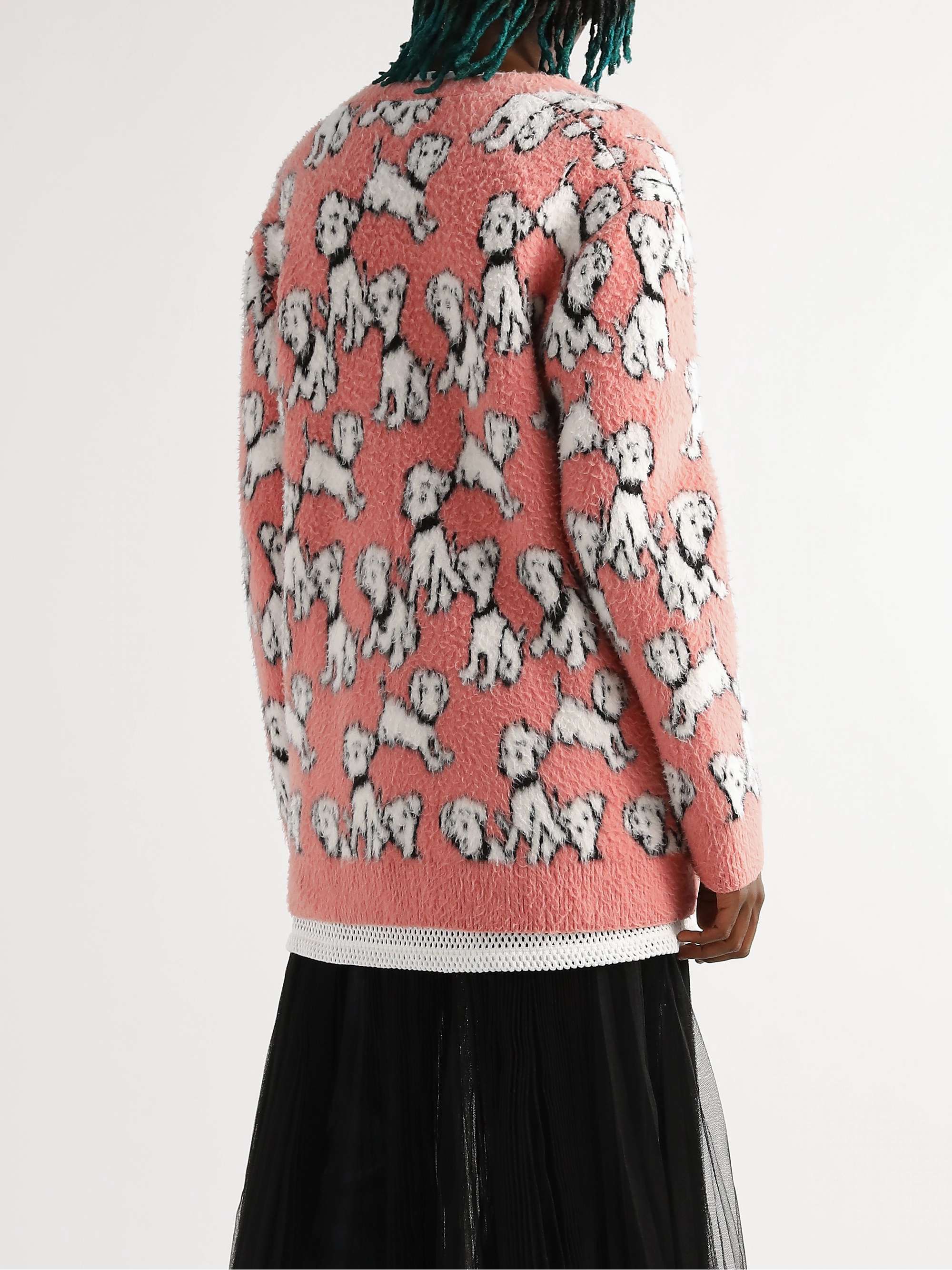 CELINE Brushed Cotton-Jacquard Cardigan