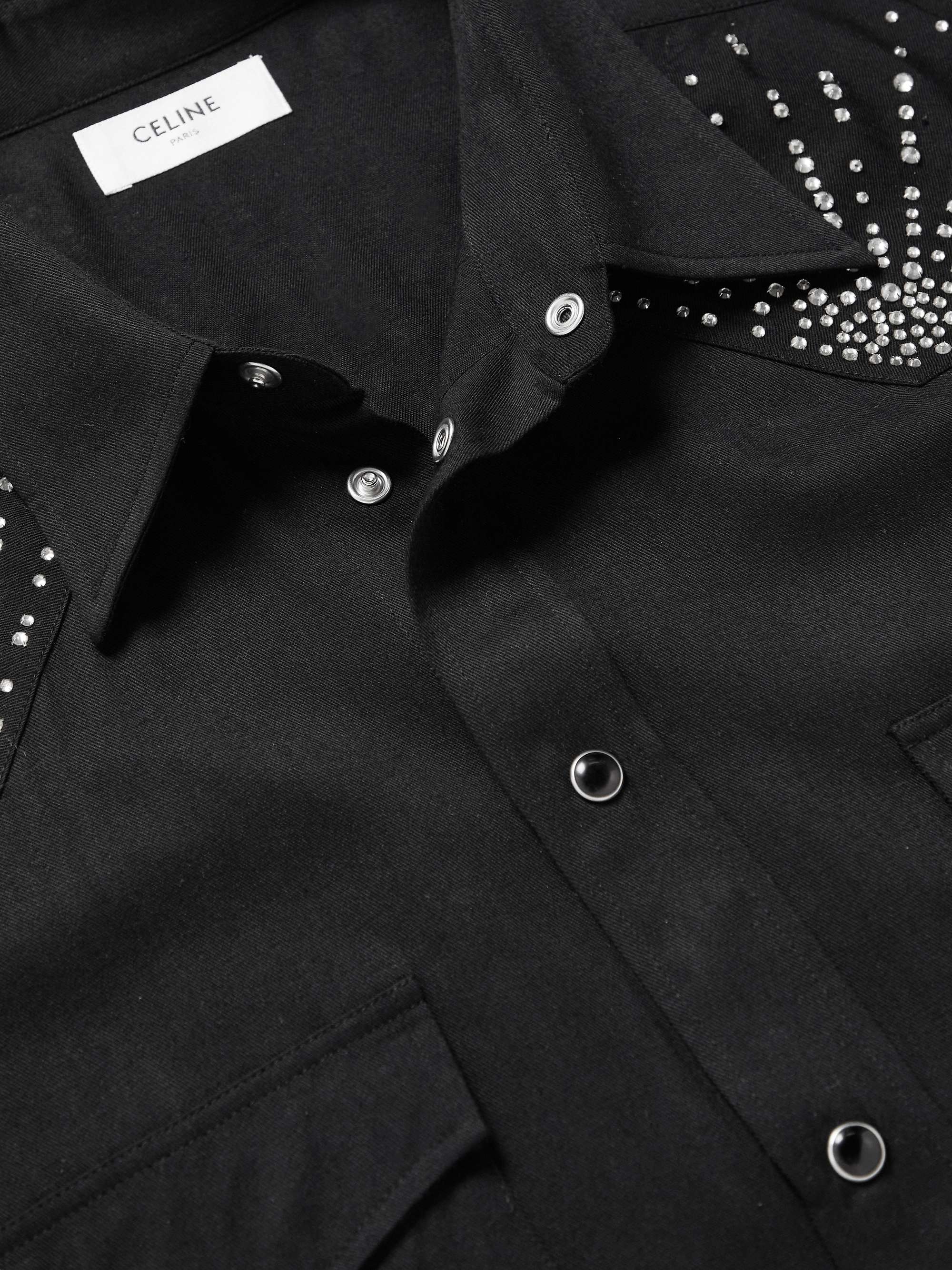 CELINE Crystal-Embellished Twill Shirt