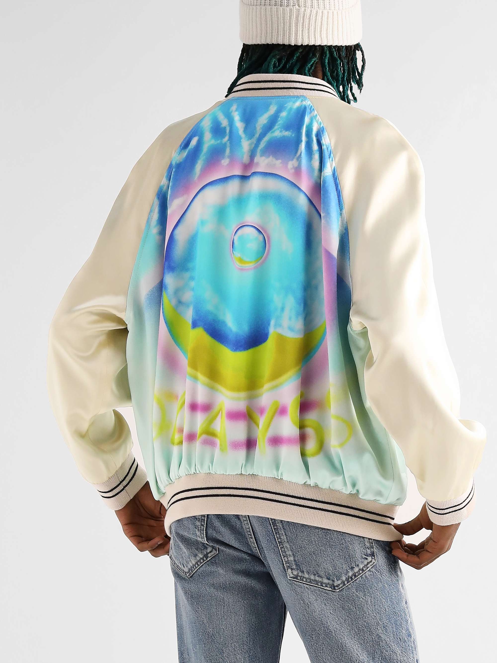 CELINE Printed Satin Bomber Jacket