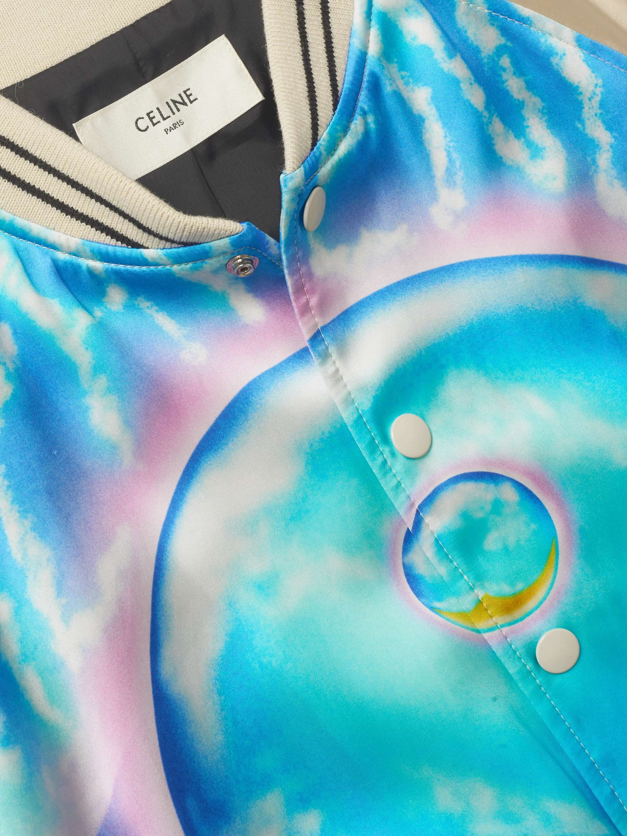CELINE Printed Satin Bomber Jacket