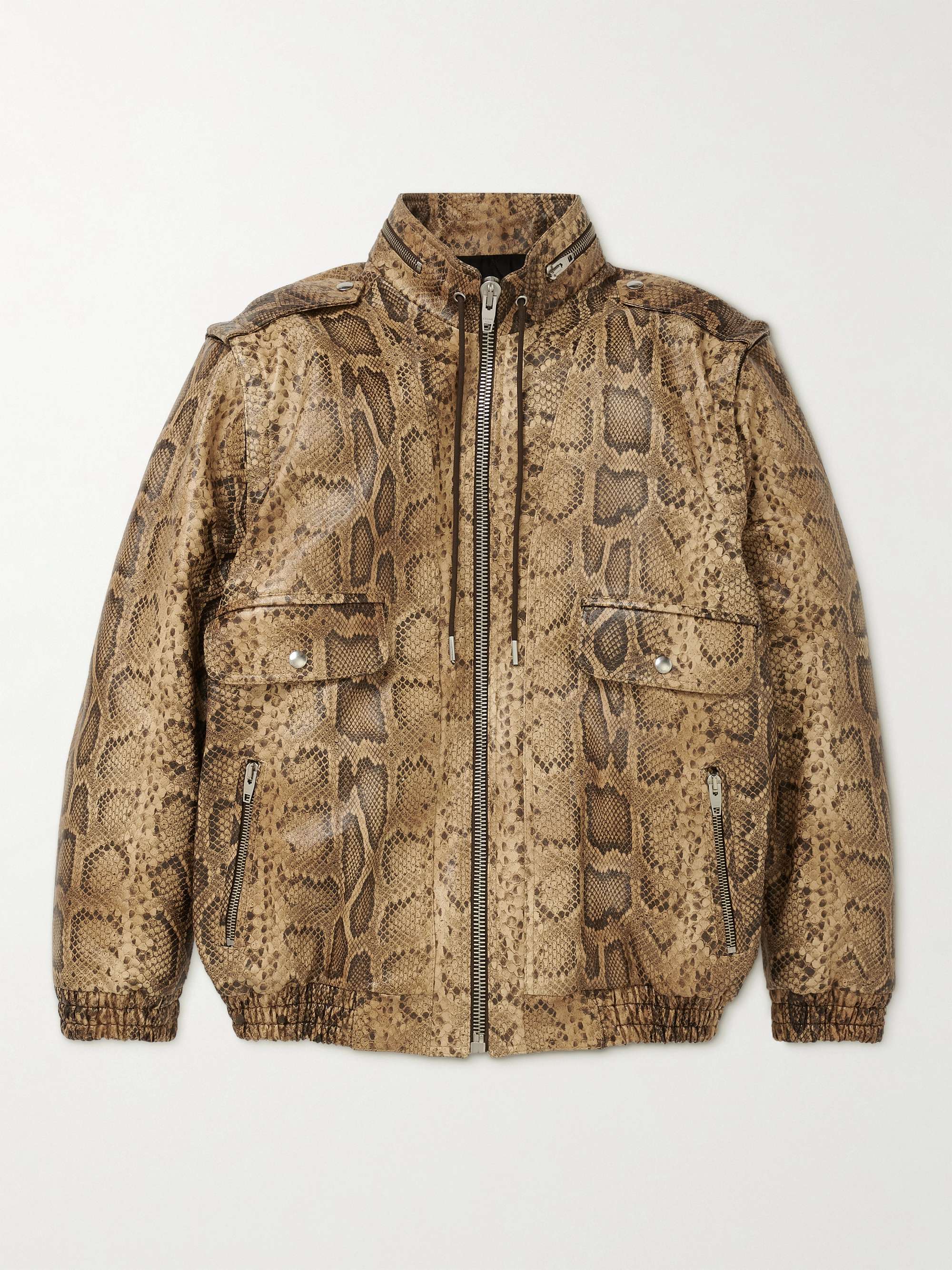 Brown Convertible Zip-Detailed Snake-Effect Leather Jacket | CELINE HOMME |  MR PORTER
