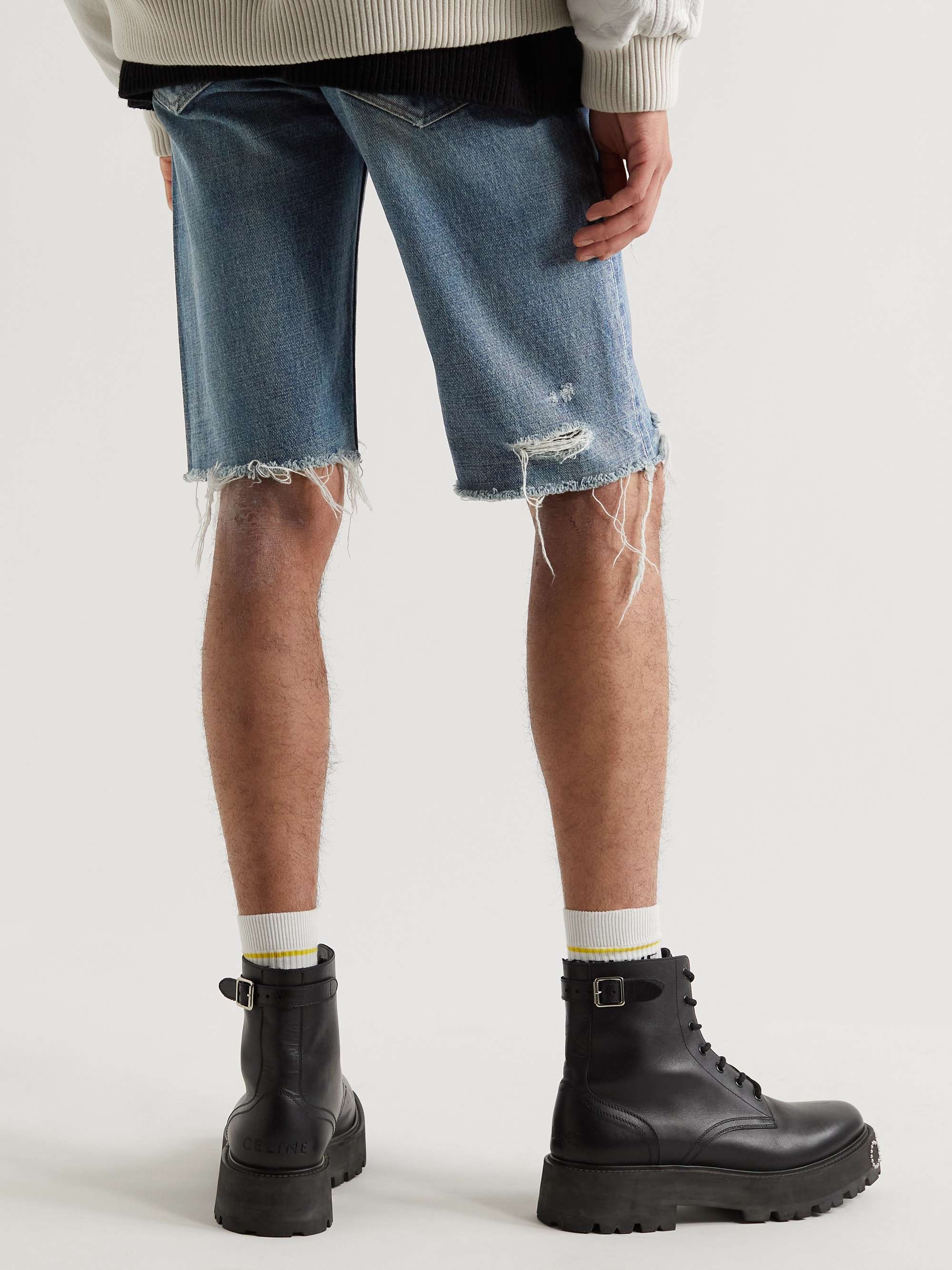 CELINE Kurt Straight-Leg Distressed Shorts
