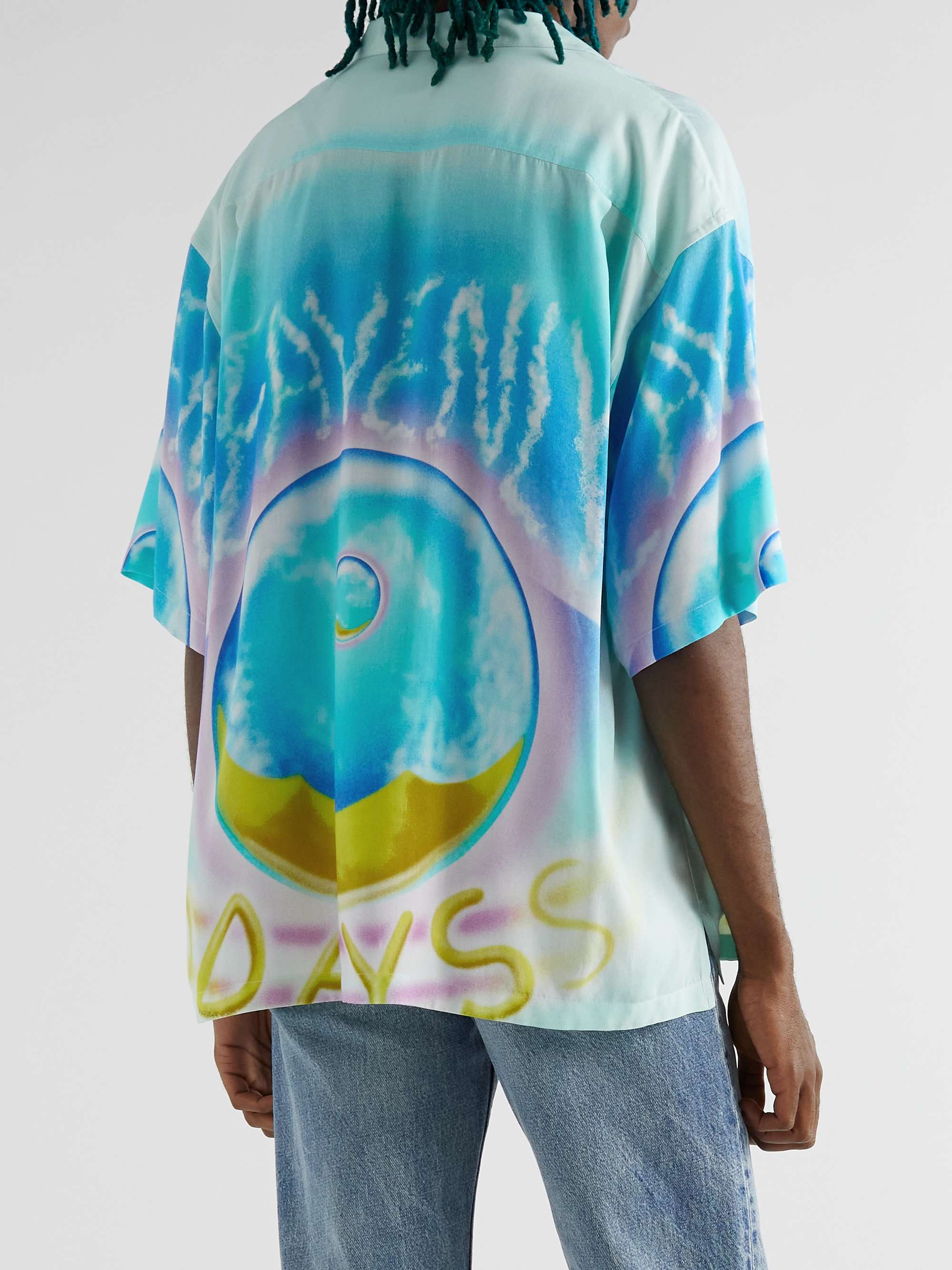 CELINE Camp-Collar Printed Voile Shirt