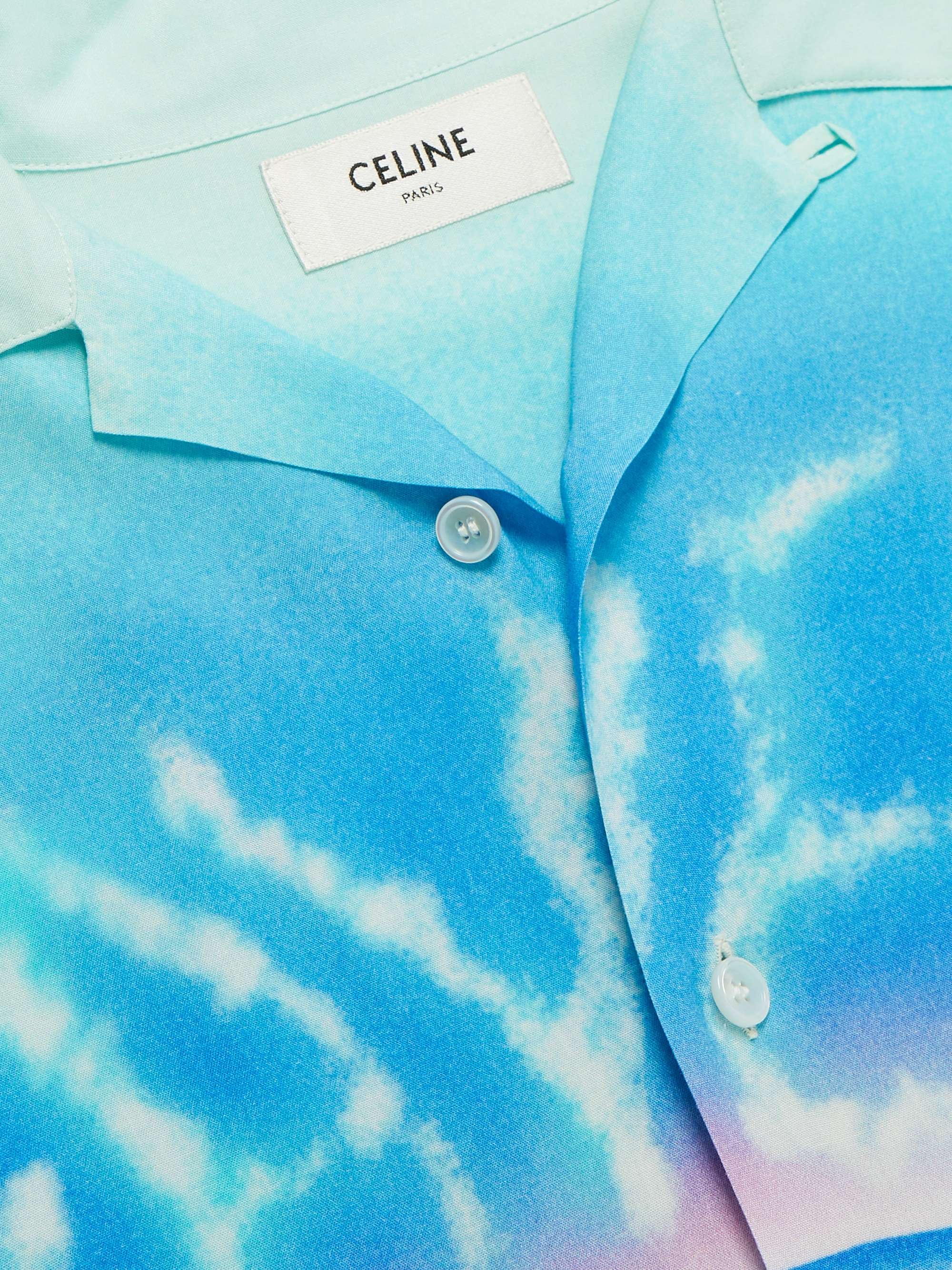 CELINE Camp-Collar Printed Voile Shirt
