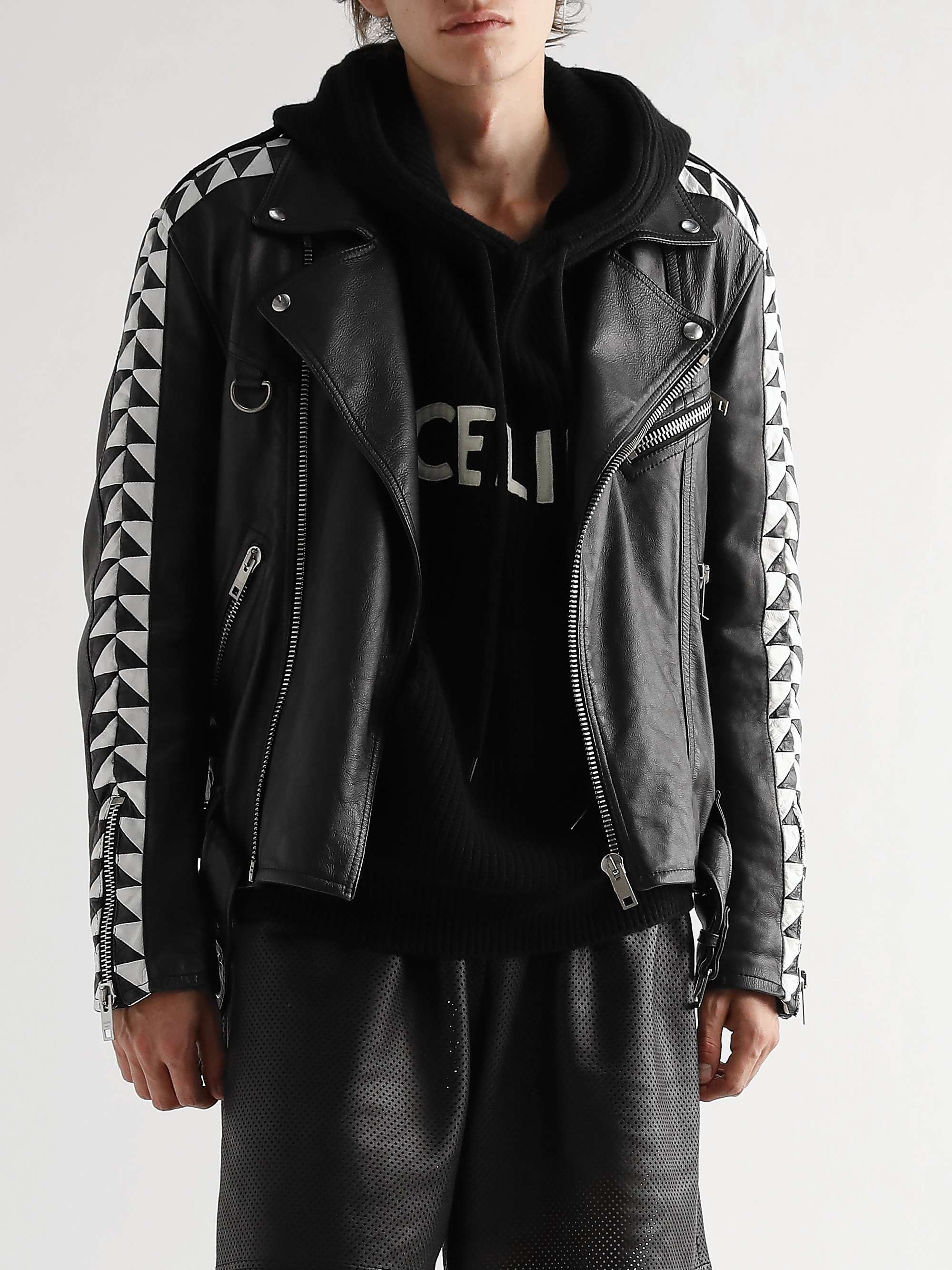 CELINE HOMME Oversized Leather Biker Jacket