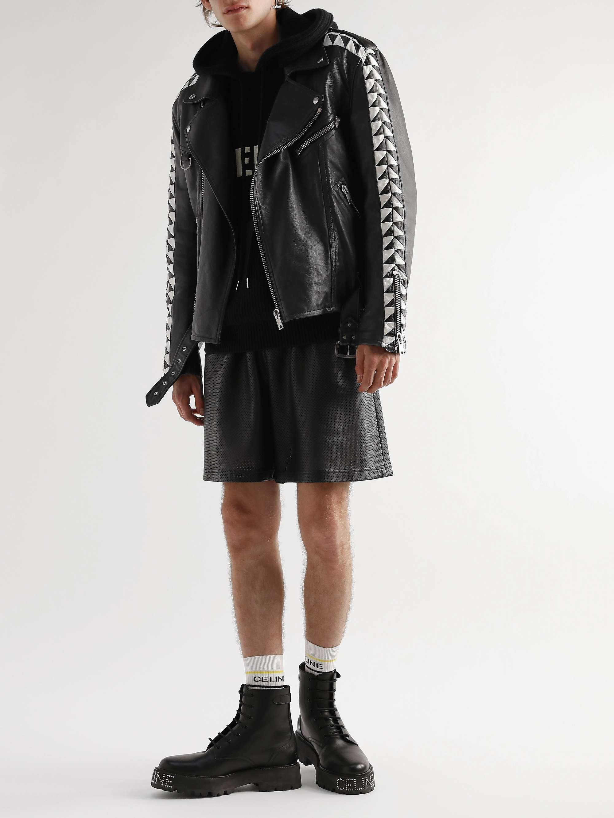 CELINE HOMME Oversized Leather Biker Jacket
