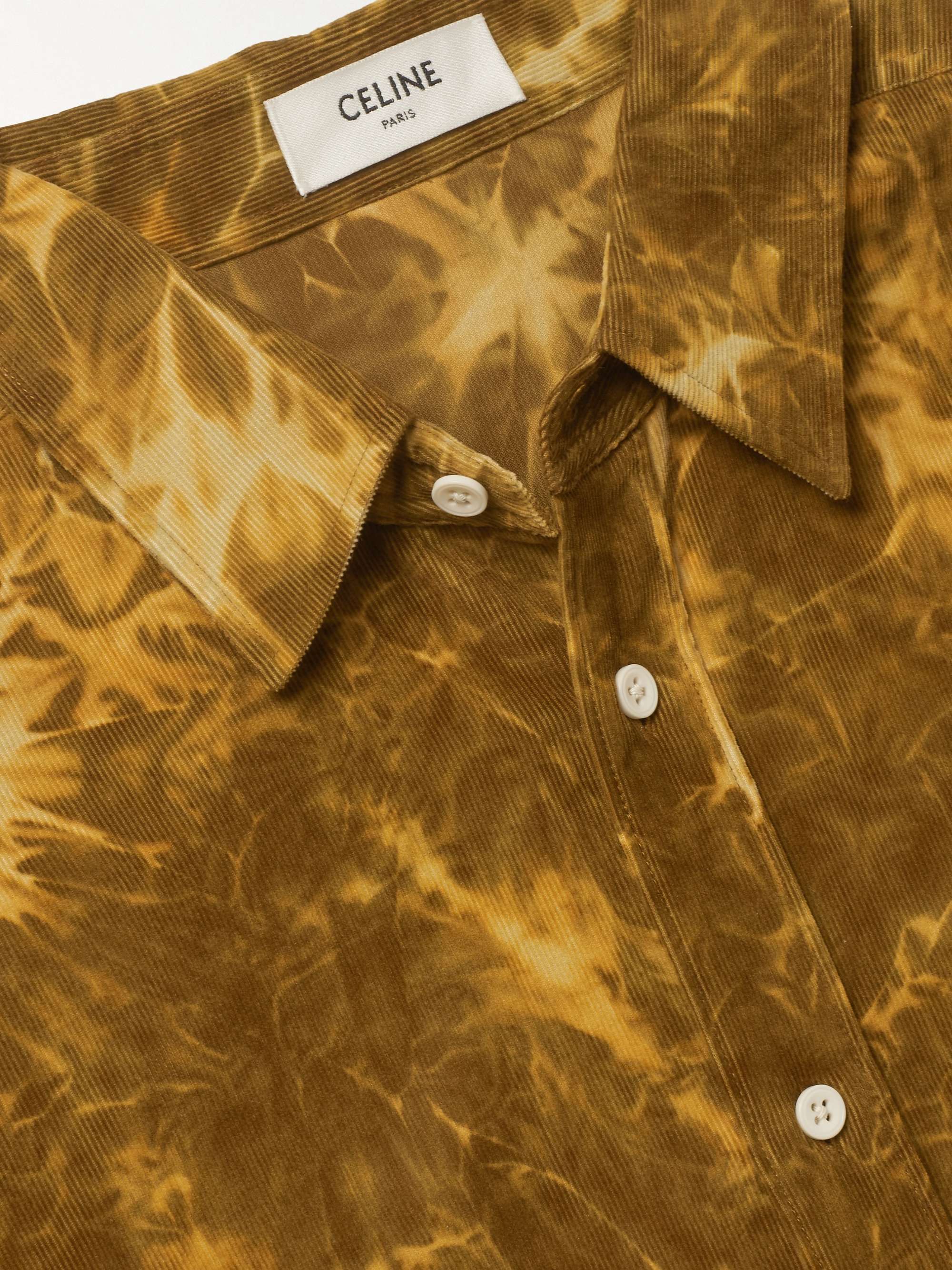 CELINE Tie-Dyed Cotton-Velour Shirt