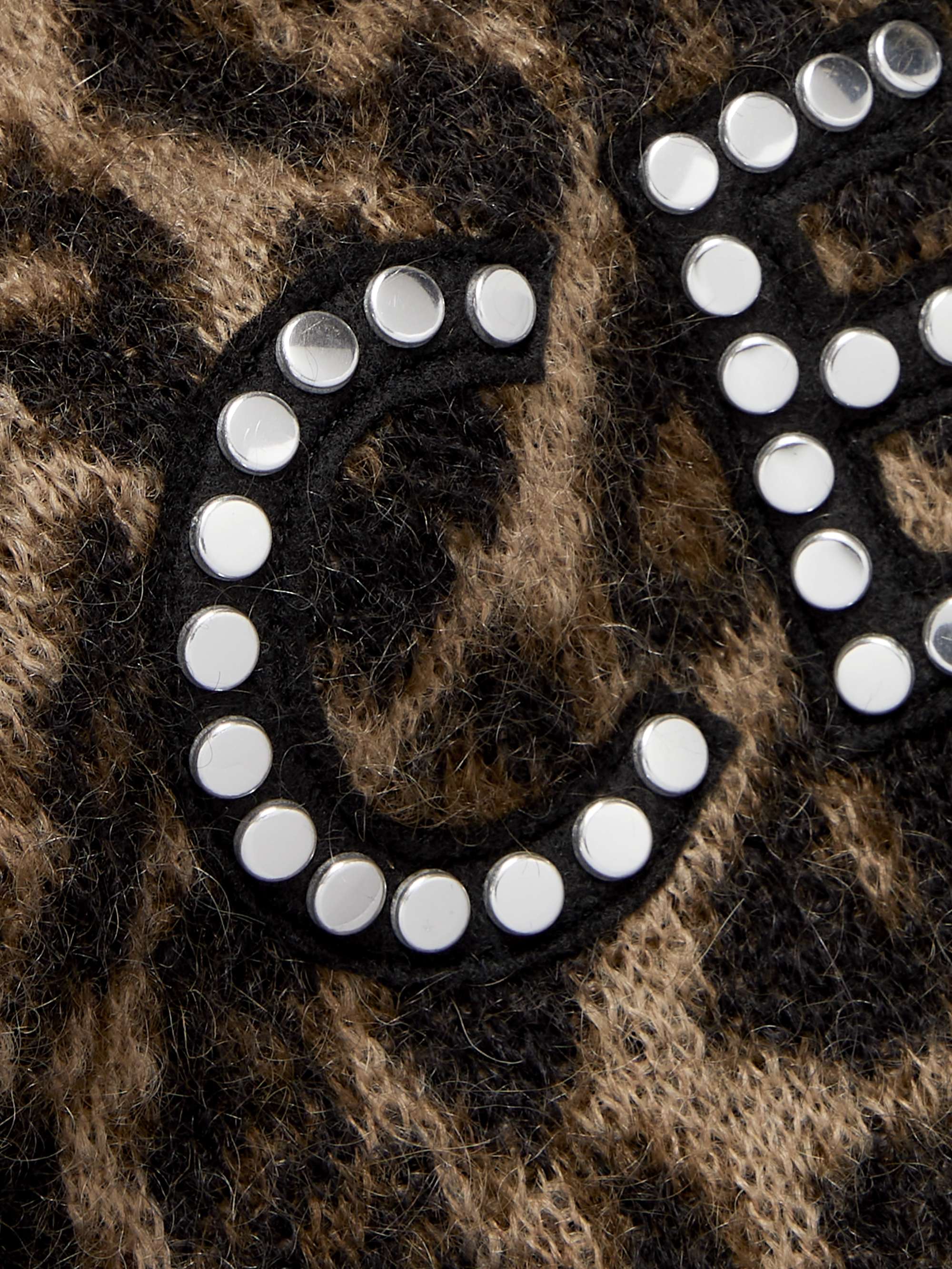 CELINE Studded Leopard-Print Mohair-Blend Sweater