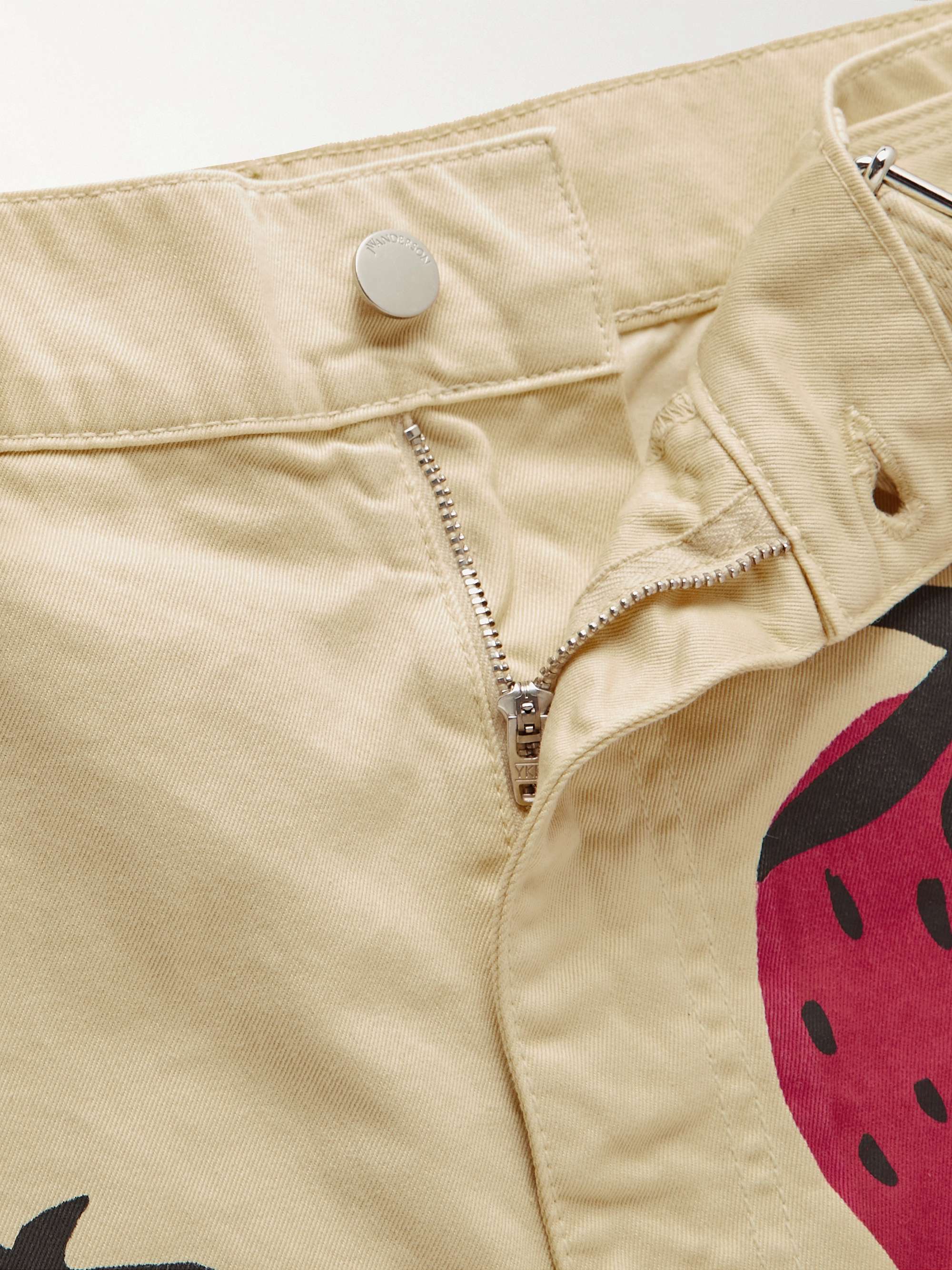JW ANDERSON Straight-Leg Belted Printed Cotton-Twill Shorts