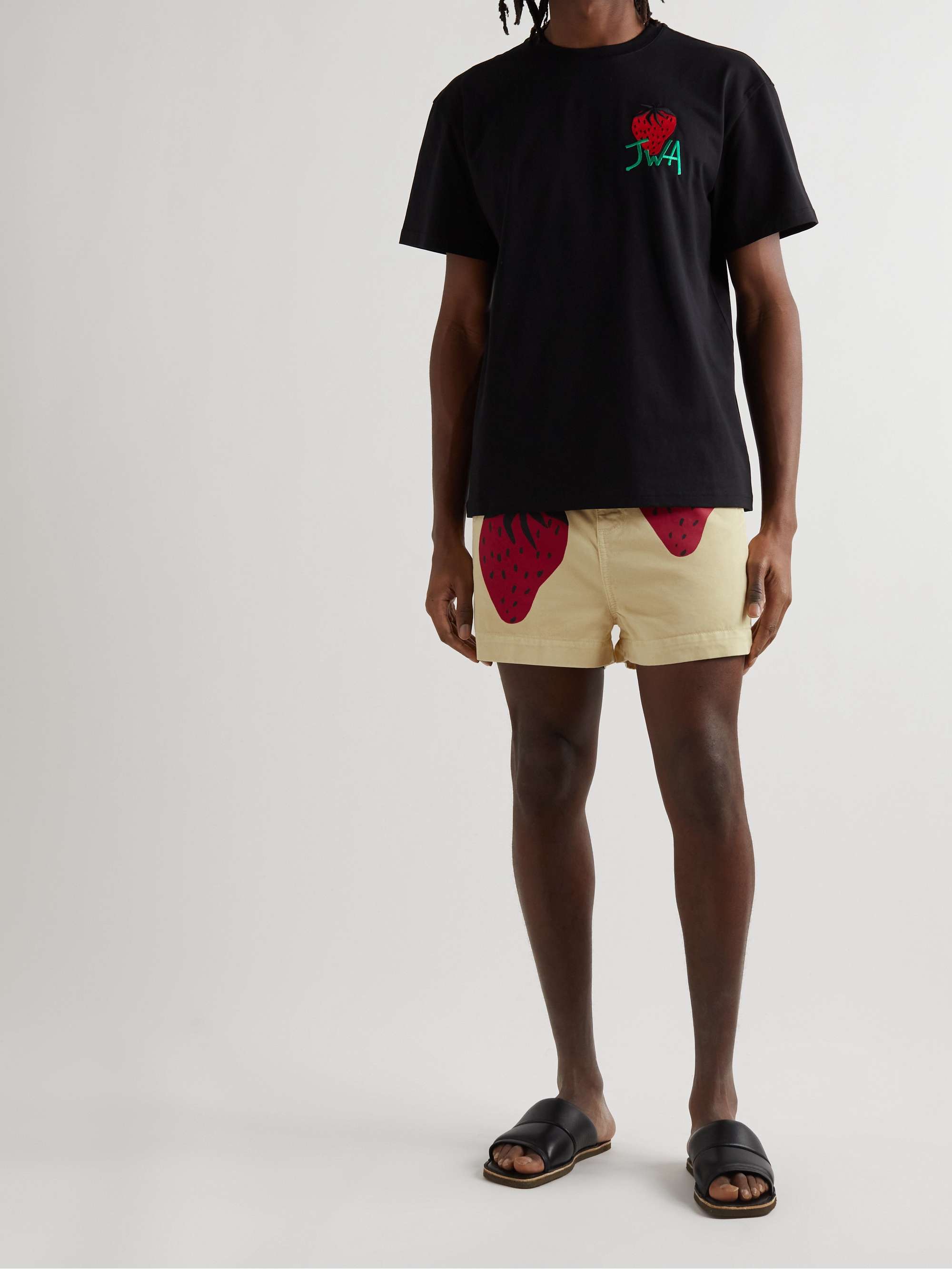 JW ANDERSON Straight-Leg Belted Printed Cotton-Twill Shorts