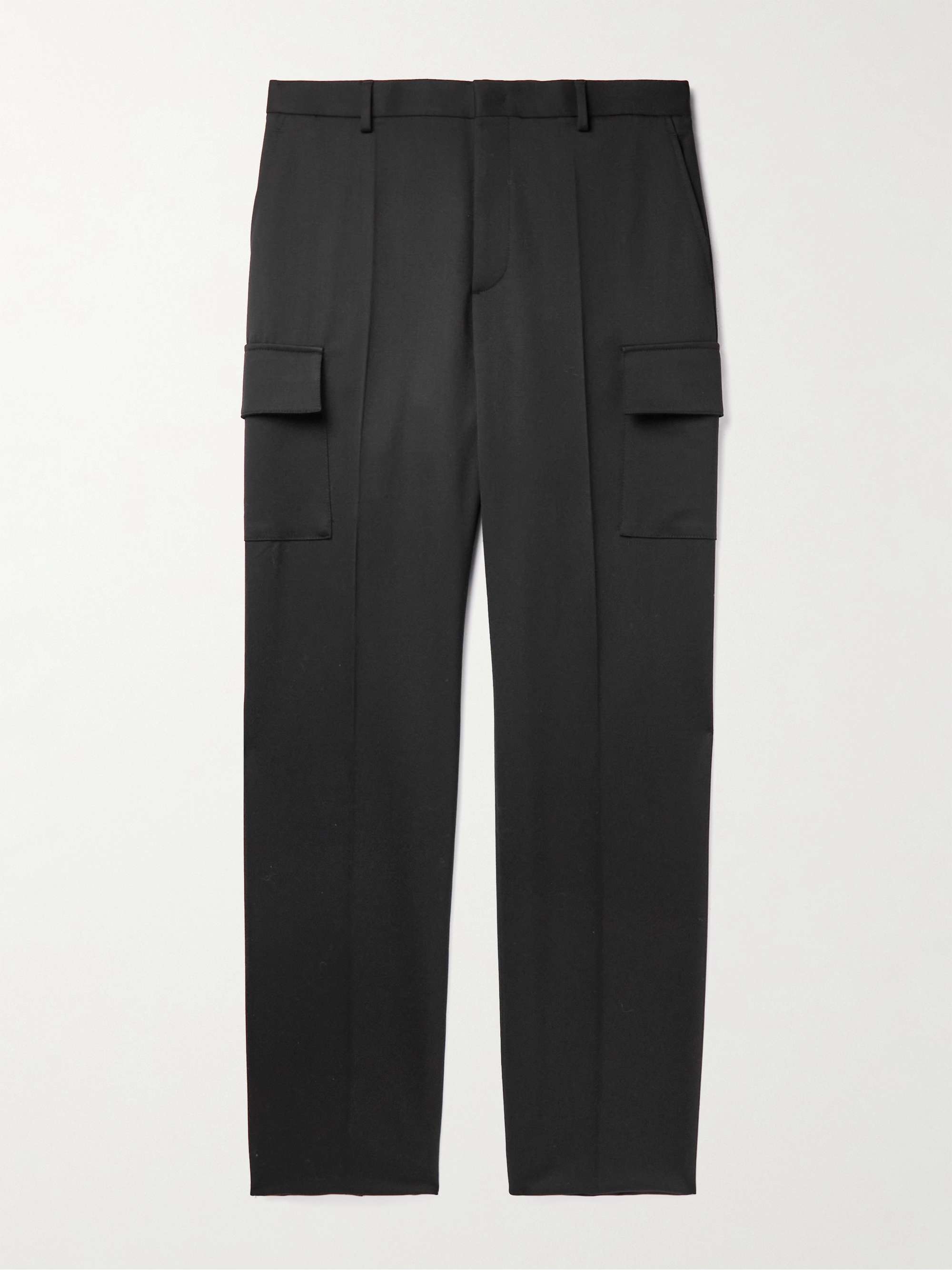 VALENTINO GARAVANI Straight Leg Pleated Stretch Wool Cargo