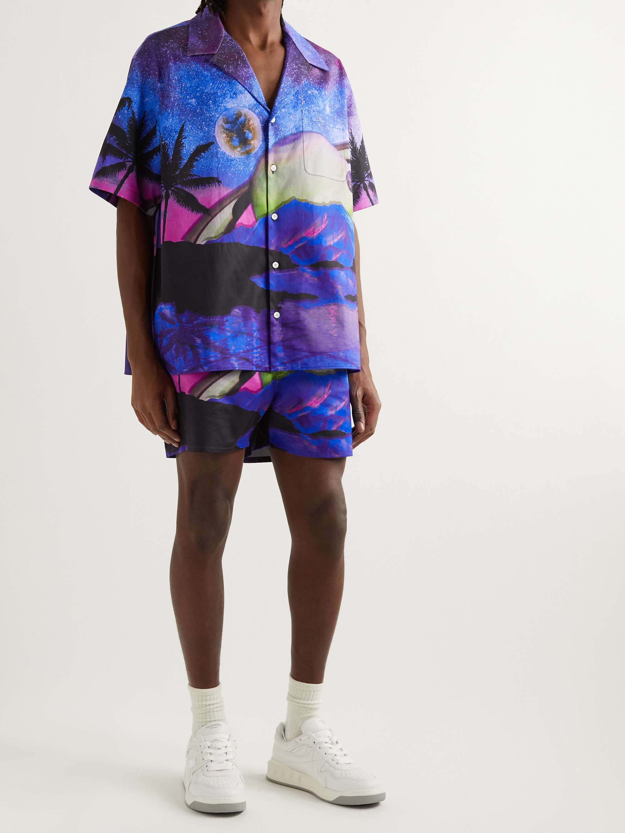 VALENTINO GARAVANI Straight-Leg Printed Cotton-Twill Shorts