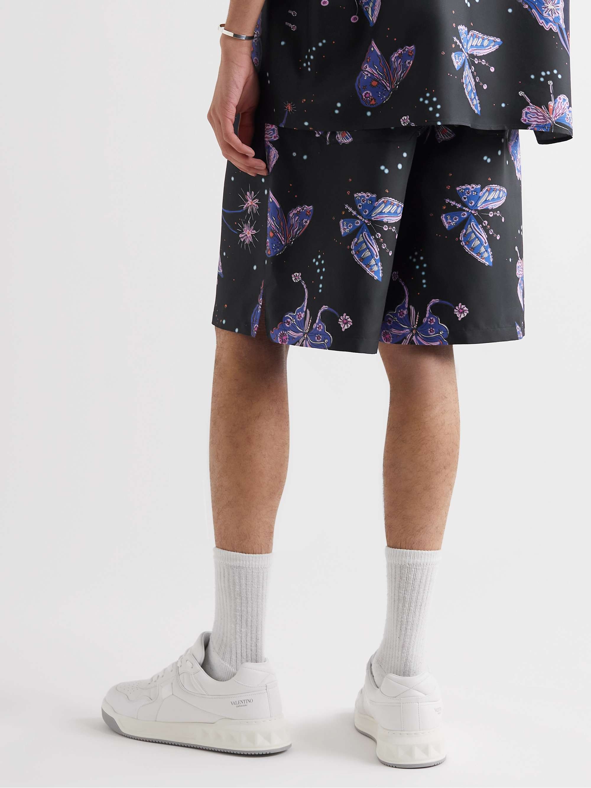VALENTINO GARAVANI Wide-Leg Printed Silk Shorts