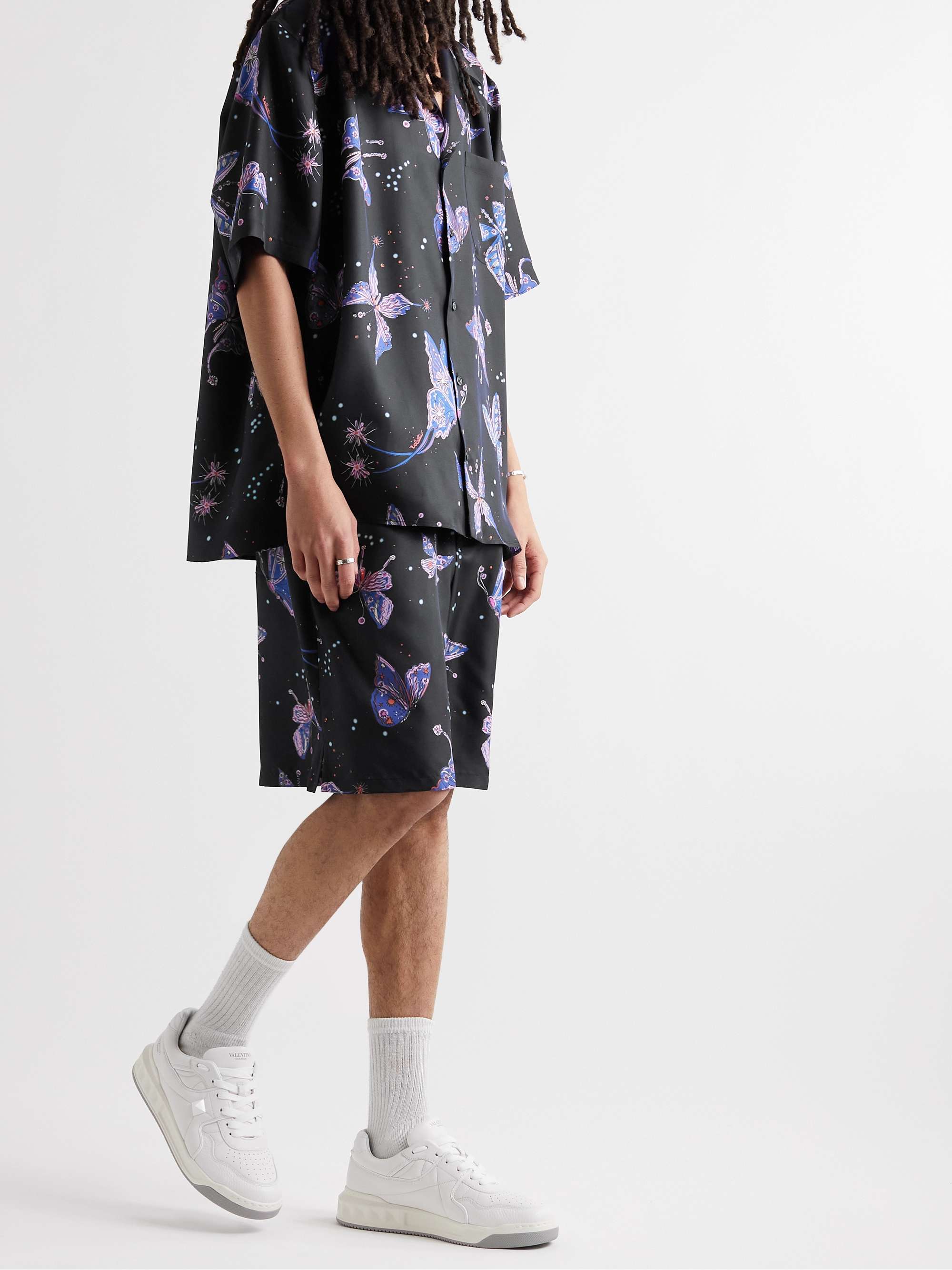 VALENTINO GARAVANI Wide-Leg Printed Silk Shorts