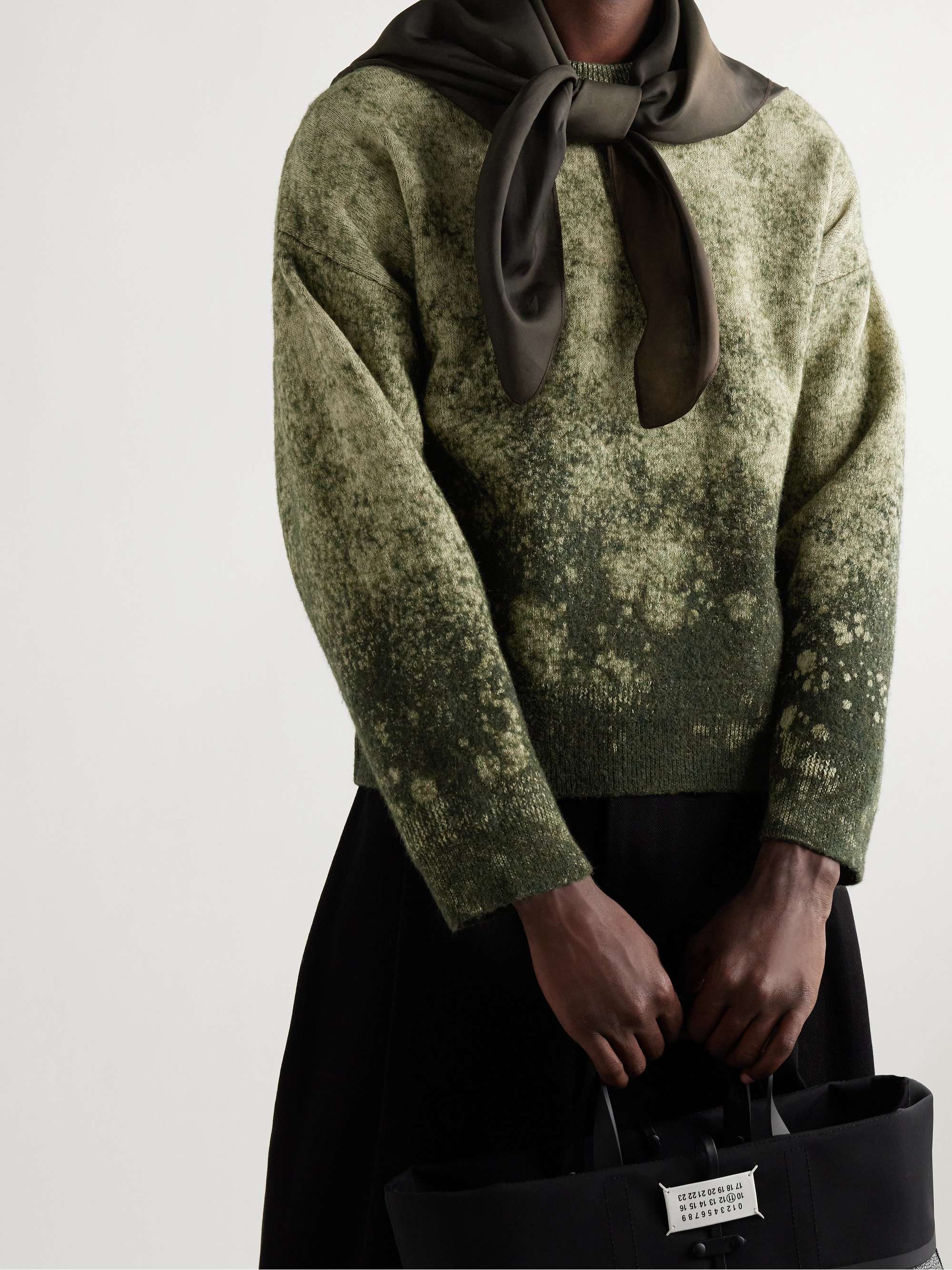 MAISON MARGIELA Satin-Trimmed Splattered Wool and Cotton-Blend Sweater