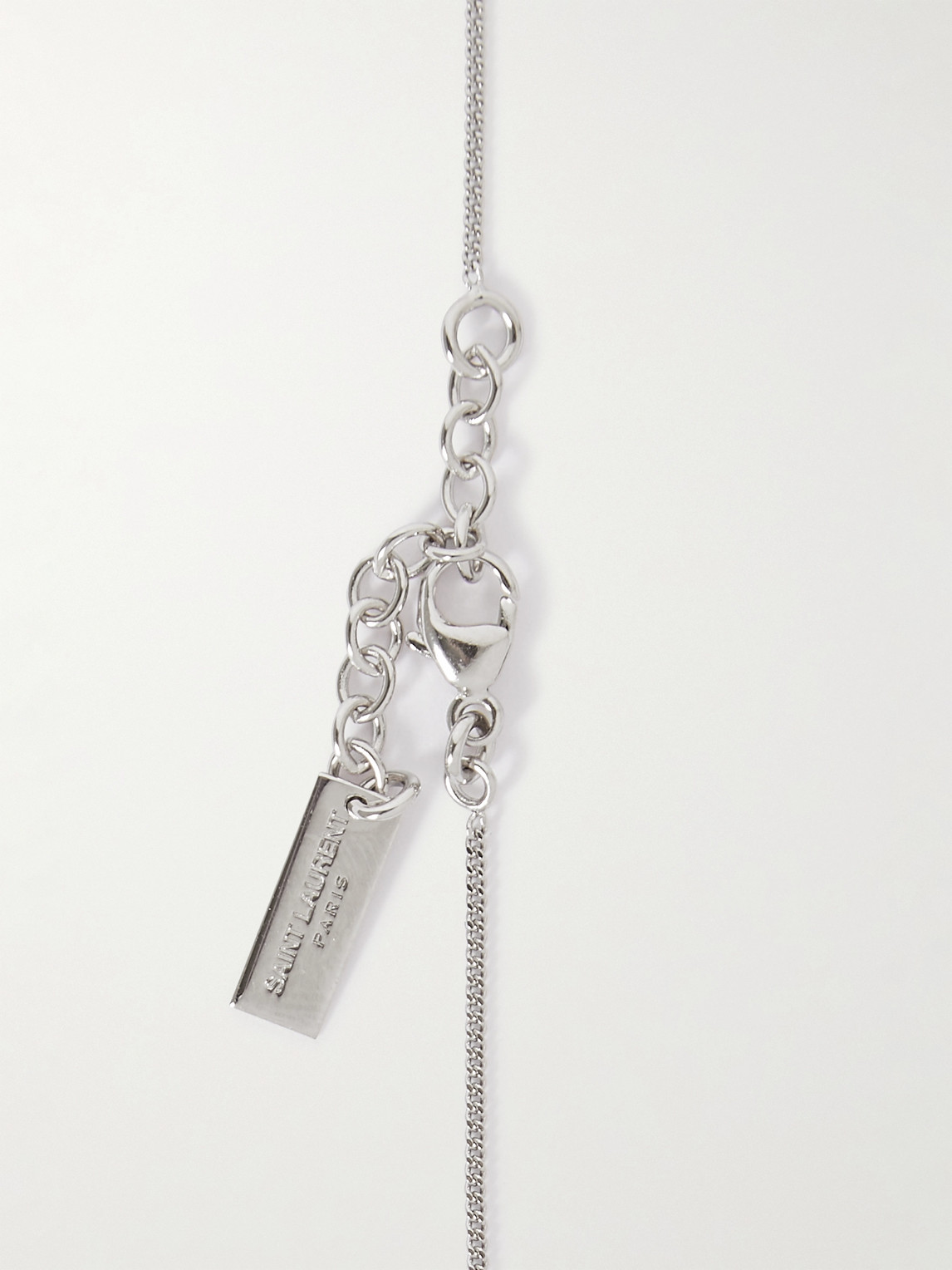 SAINT LAURENT LOGO-DETAILED SILVER-TONE CHAIN BRACELET