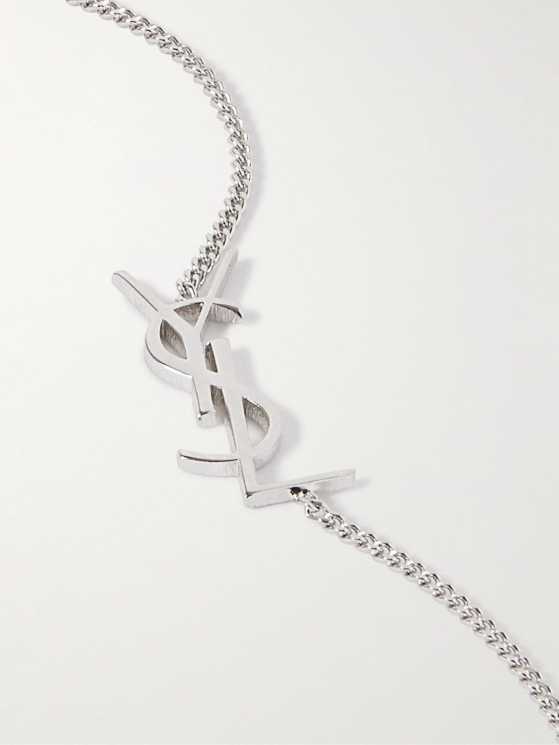 Shop Saint Laurent Logo-detailed Silver-tone Chain Bracelet