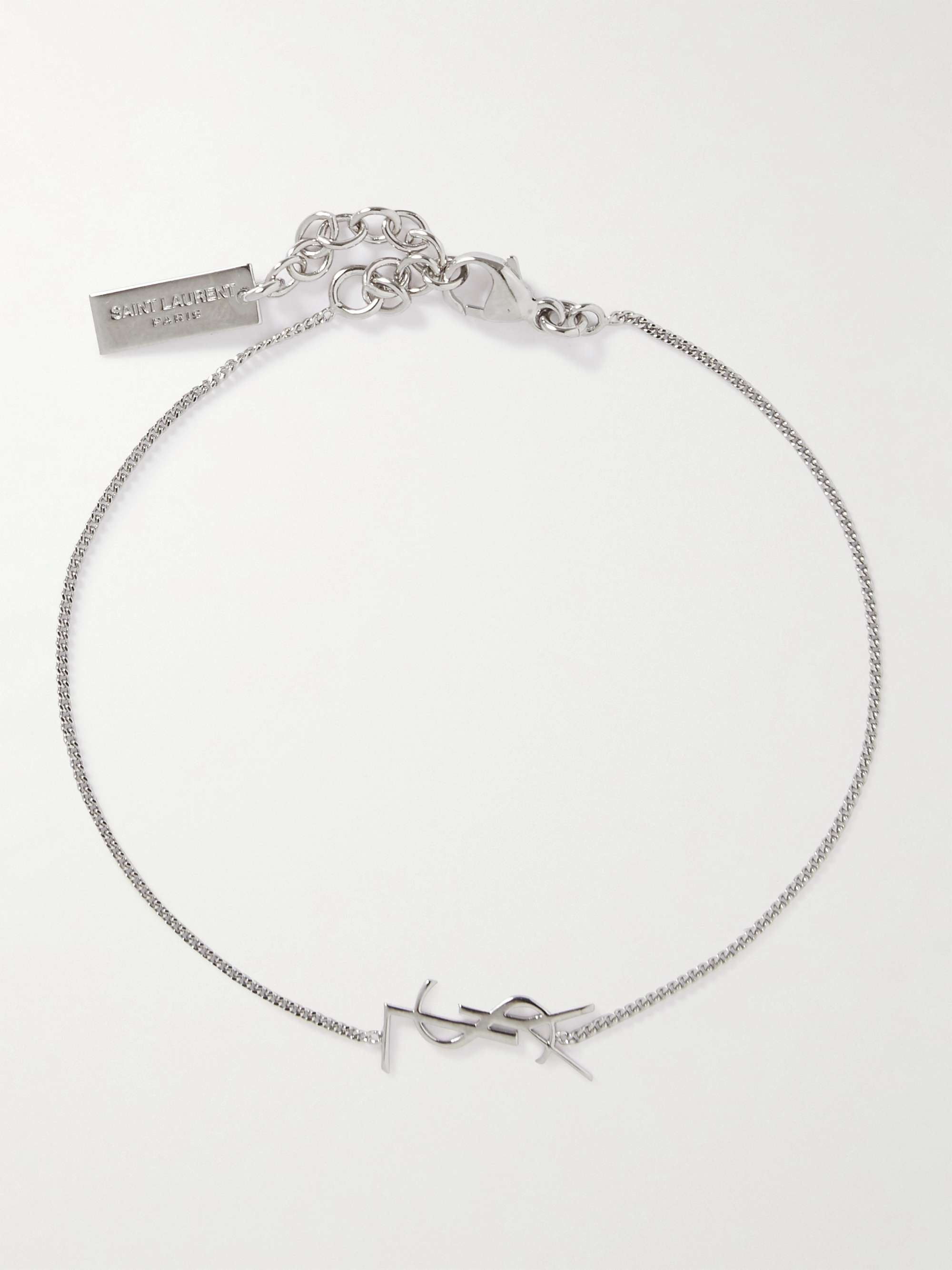 SAINT LAURENT Logo-Detailed Silver-Tone Chain Bracelet for Men