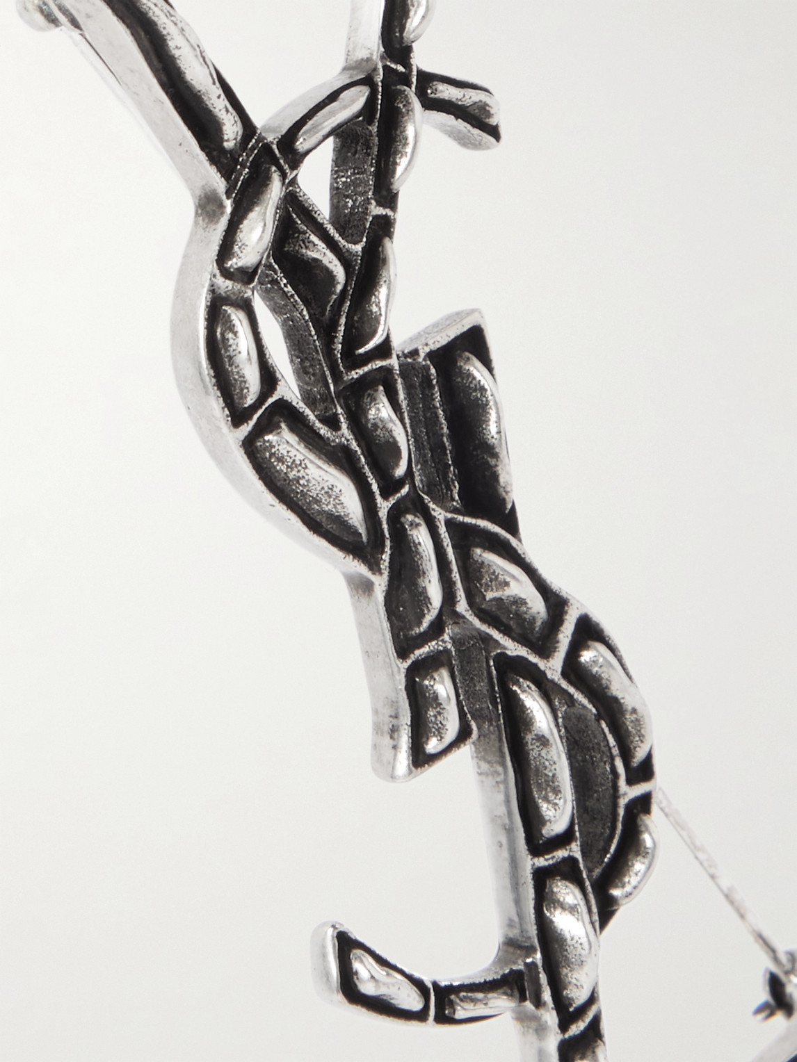 Saint Laurent Opyum Logo Brooch In Silver