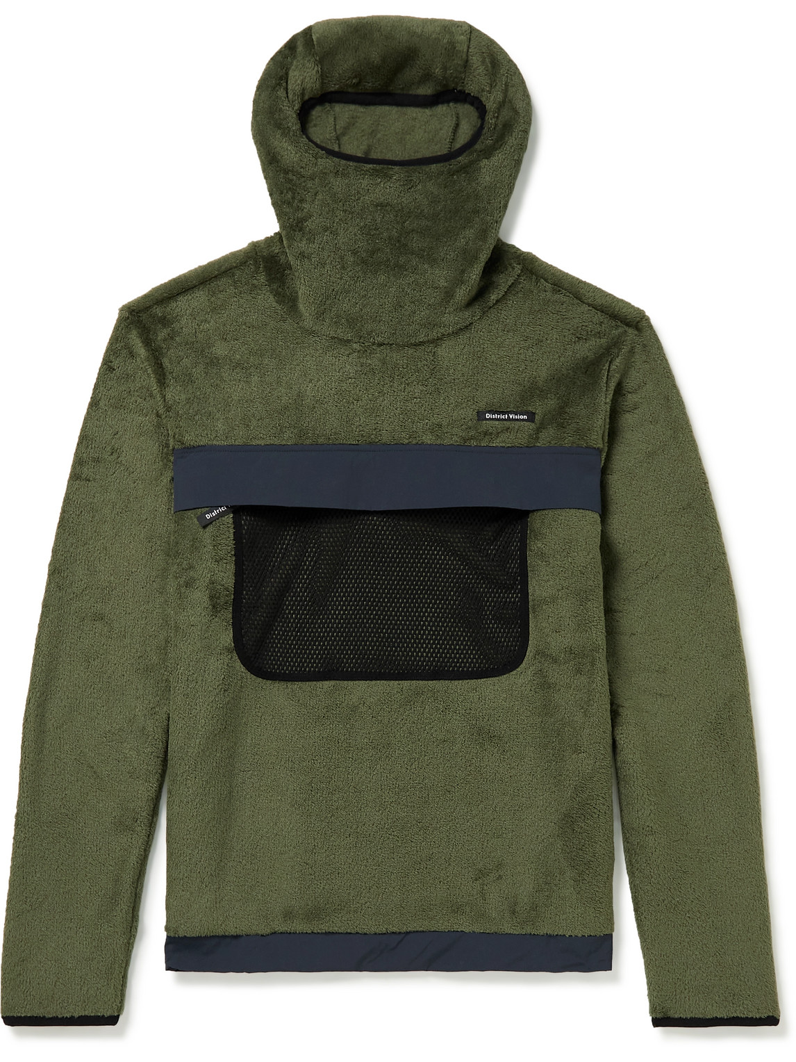 District Vision Noah Shell And Mesh-trimmed Polartec Fleece Hoodie In Green