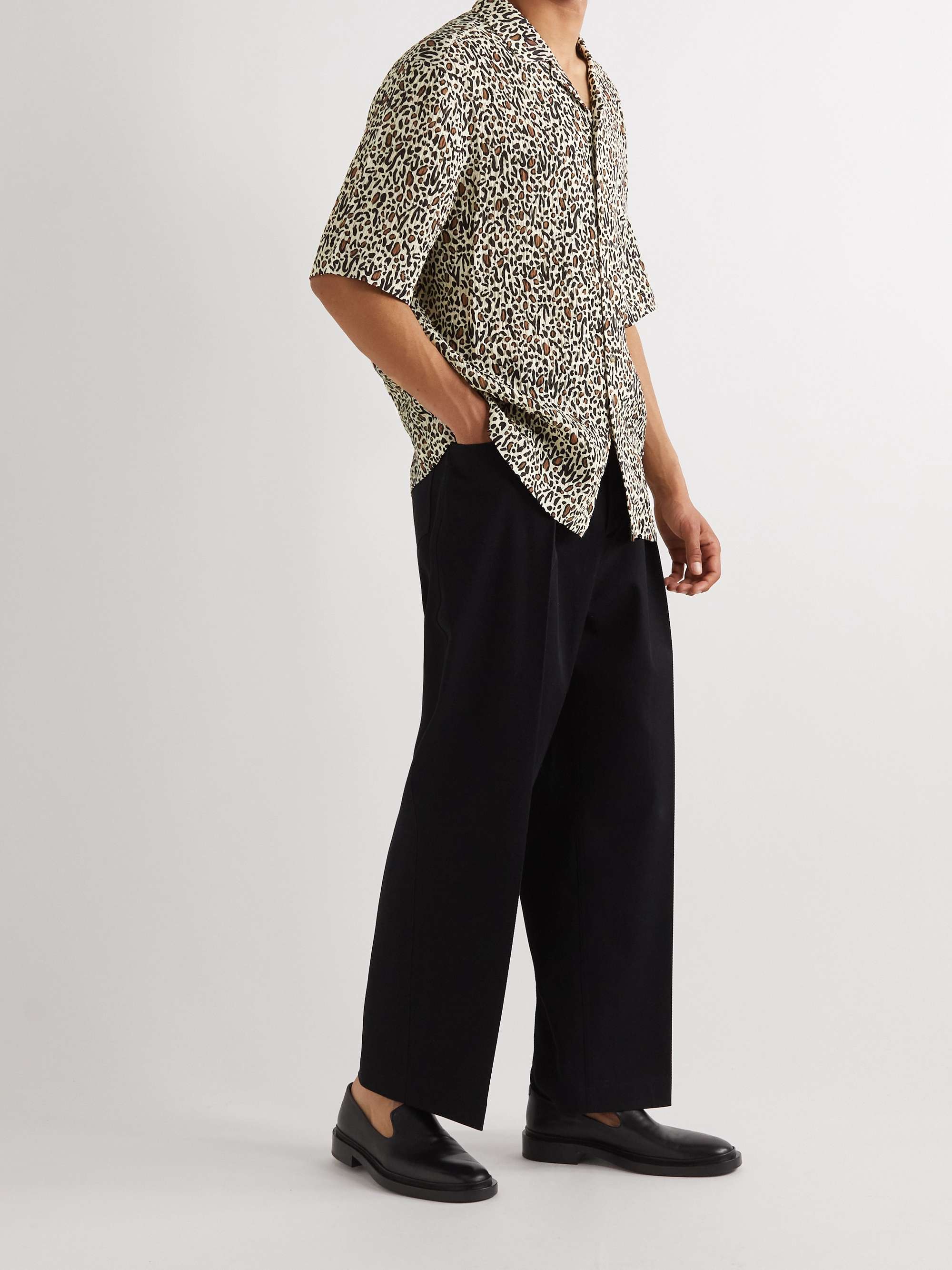 NANUSHKA Camp-Collar Printed Crepe Shirt