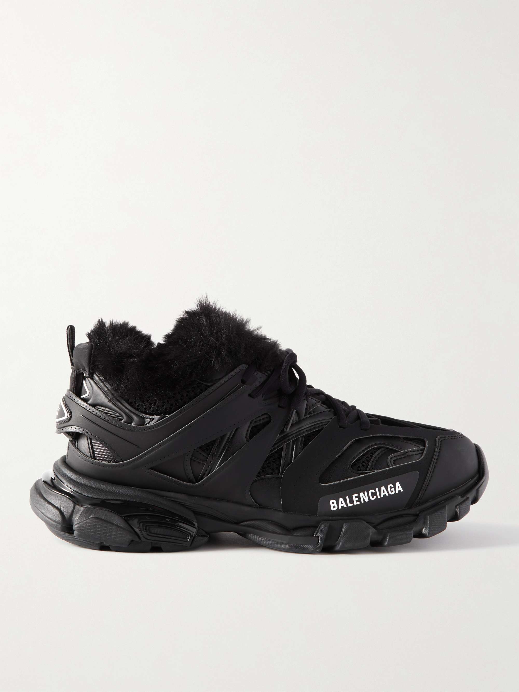 Track Faux Fur-Lined Nylon, Mesh and Rubber Sneakers