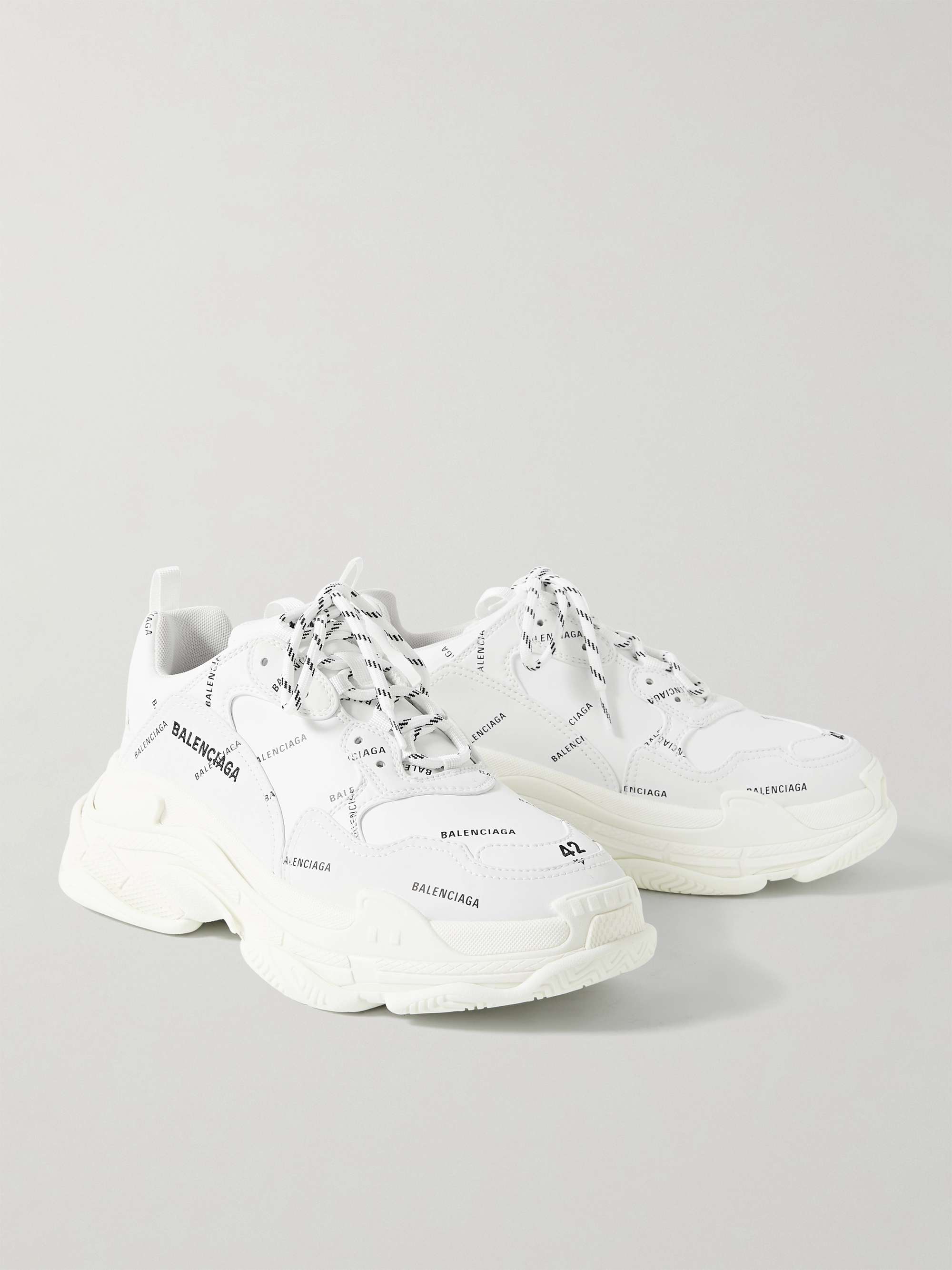 BALENCIAGA Triple S Logo-Print Faux Leather Sneakers