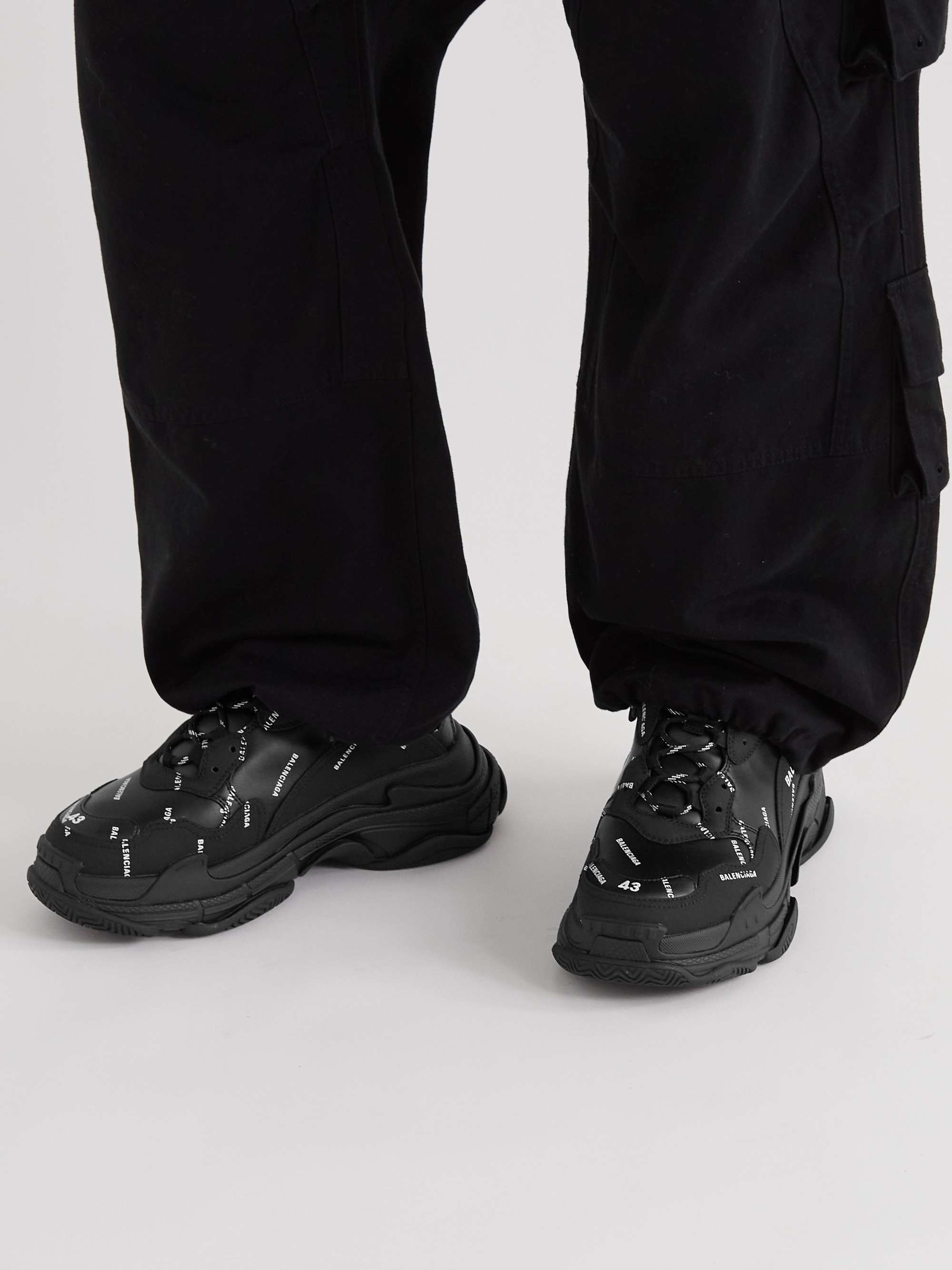 BALENCIAGA Triple S Logo-Print Faux Leather Sneakers
