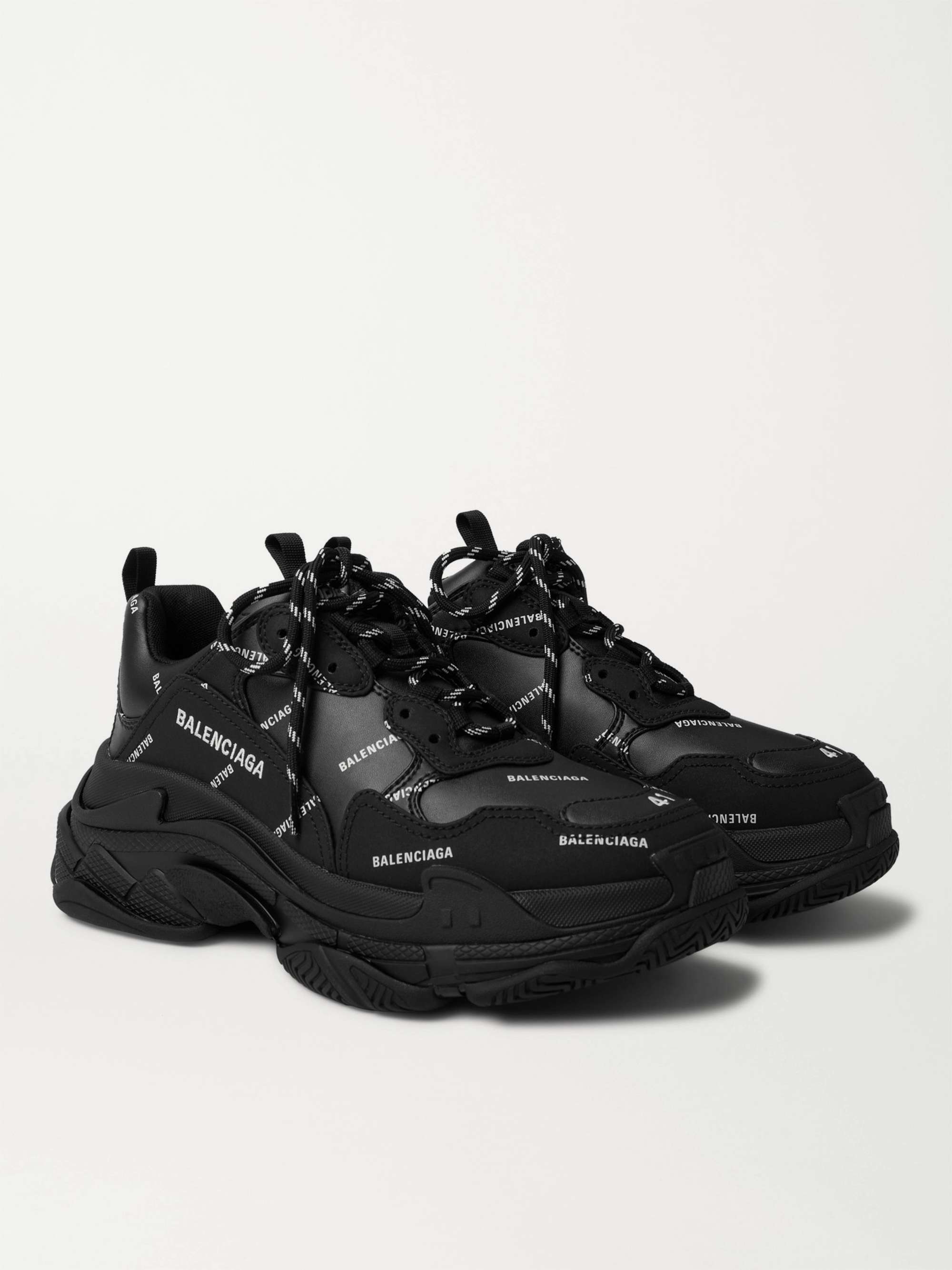 BALENCIAGA Triple S Logo-Print Faux Leather Sneakers