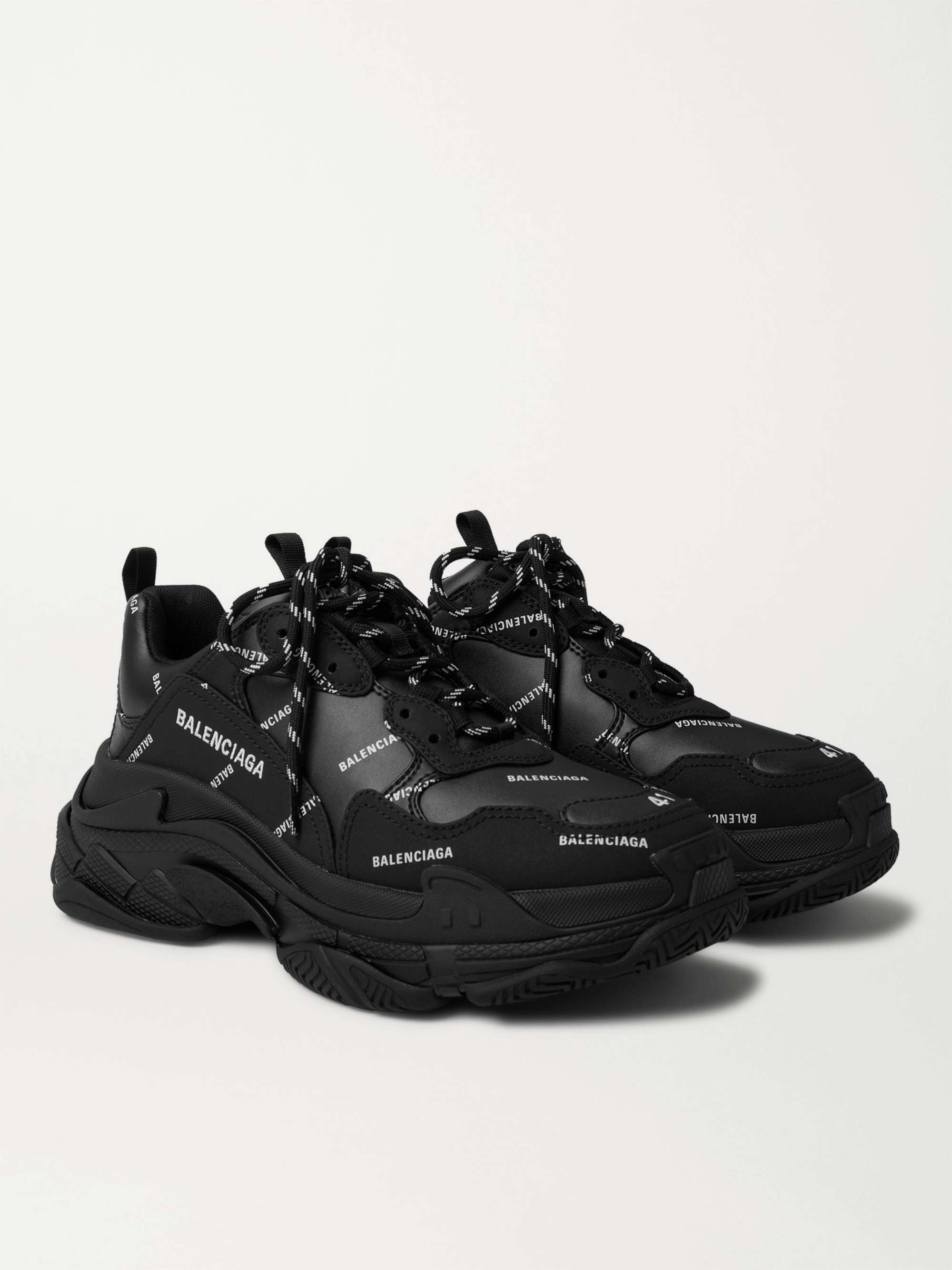 BALENCIAGA Triple S Logo-Print Faux Leather Sneakers for Men | MR PORTER