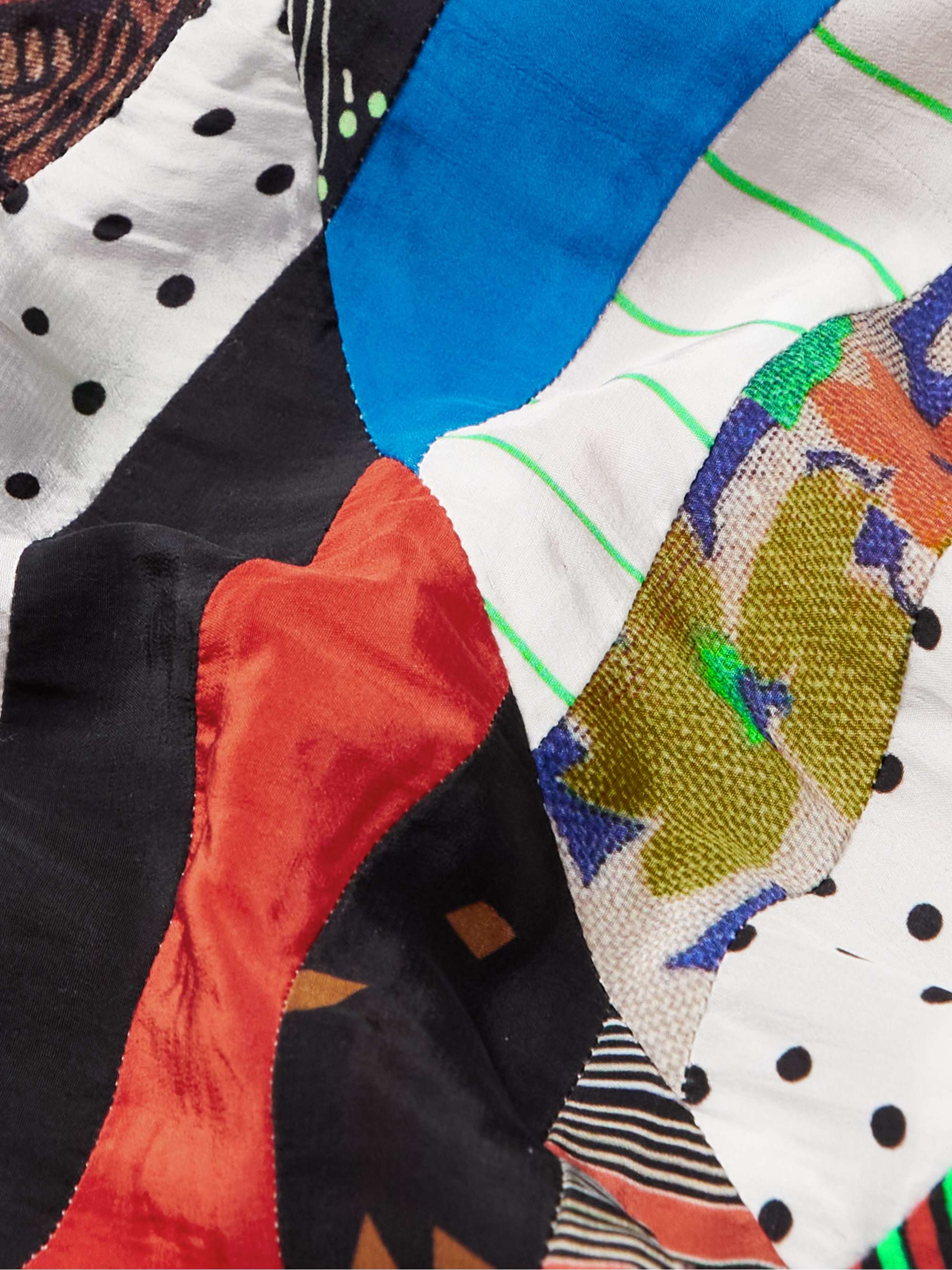 BODE Camp-Collar Patchwork Woven Shirt