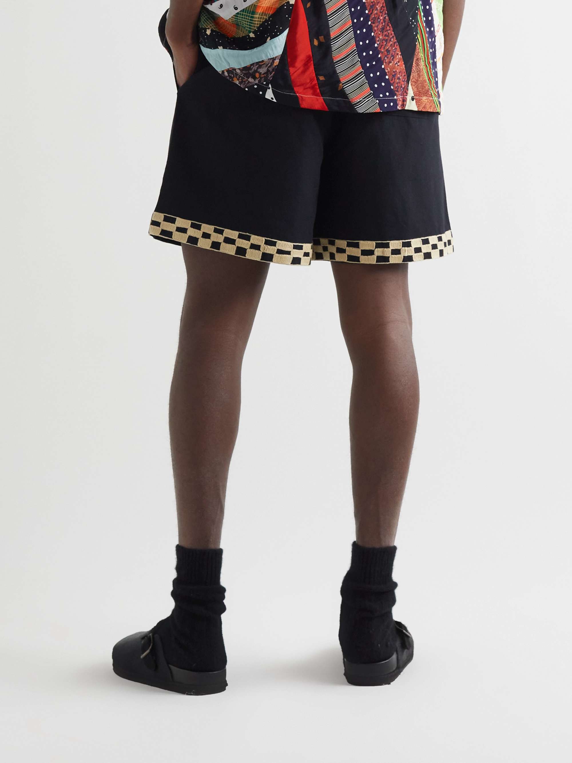 BODE Straight-Leg Embroidered Cotton Shorts