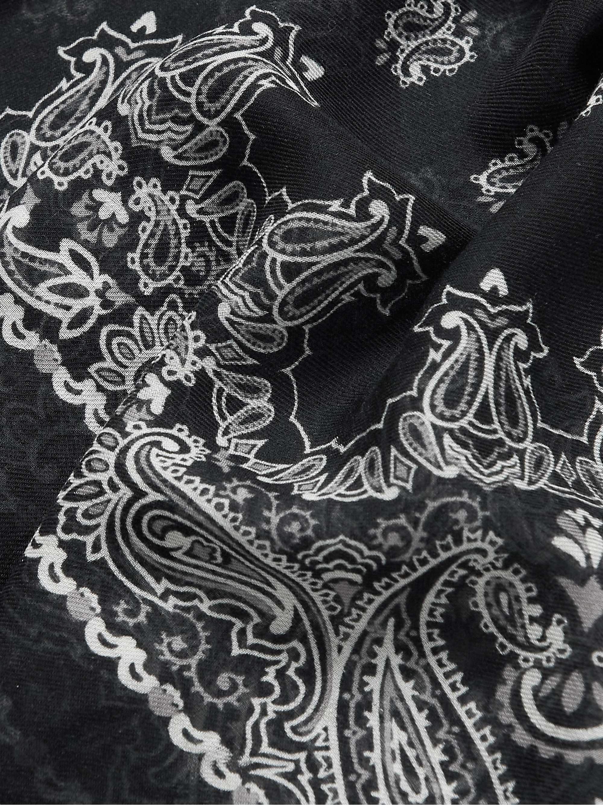 SAINT LAURENT Fringed paisley-print modal and cashmere-blend scarf