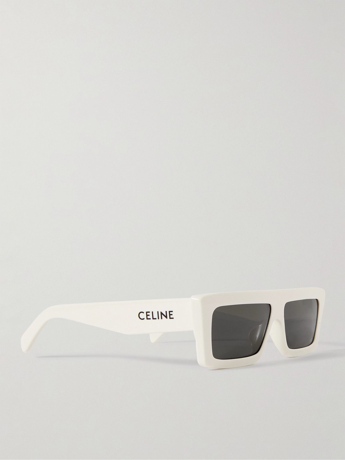 Celine Monochrome 02 Rectangle-frame Acetate Sunglasses In White