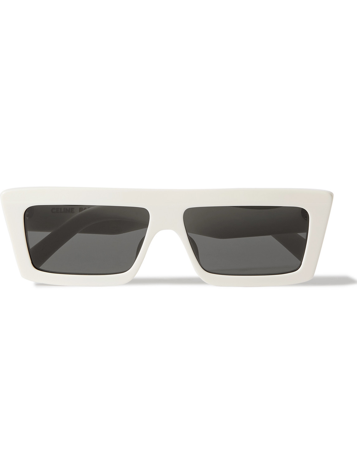 Celine Monochrome 02 Rectangle-frame Acetate Sunglasses In White