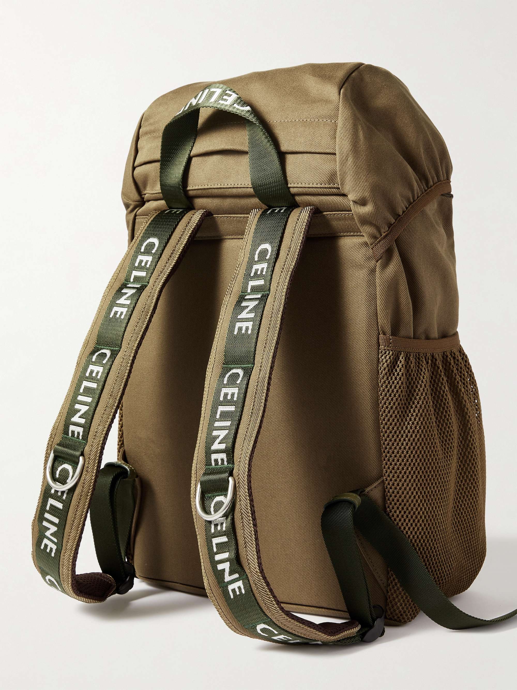 CELINE HOMME Logo Webbing-Trimmed Gabardine Backpack