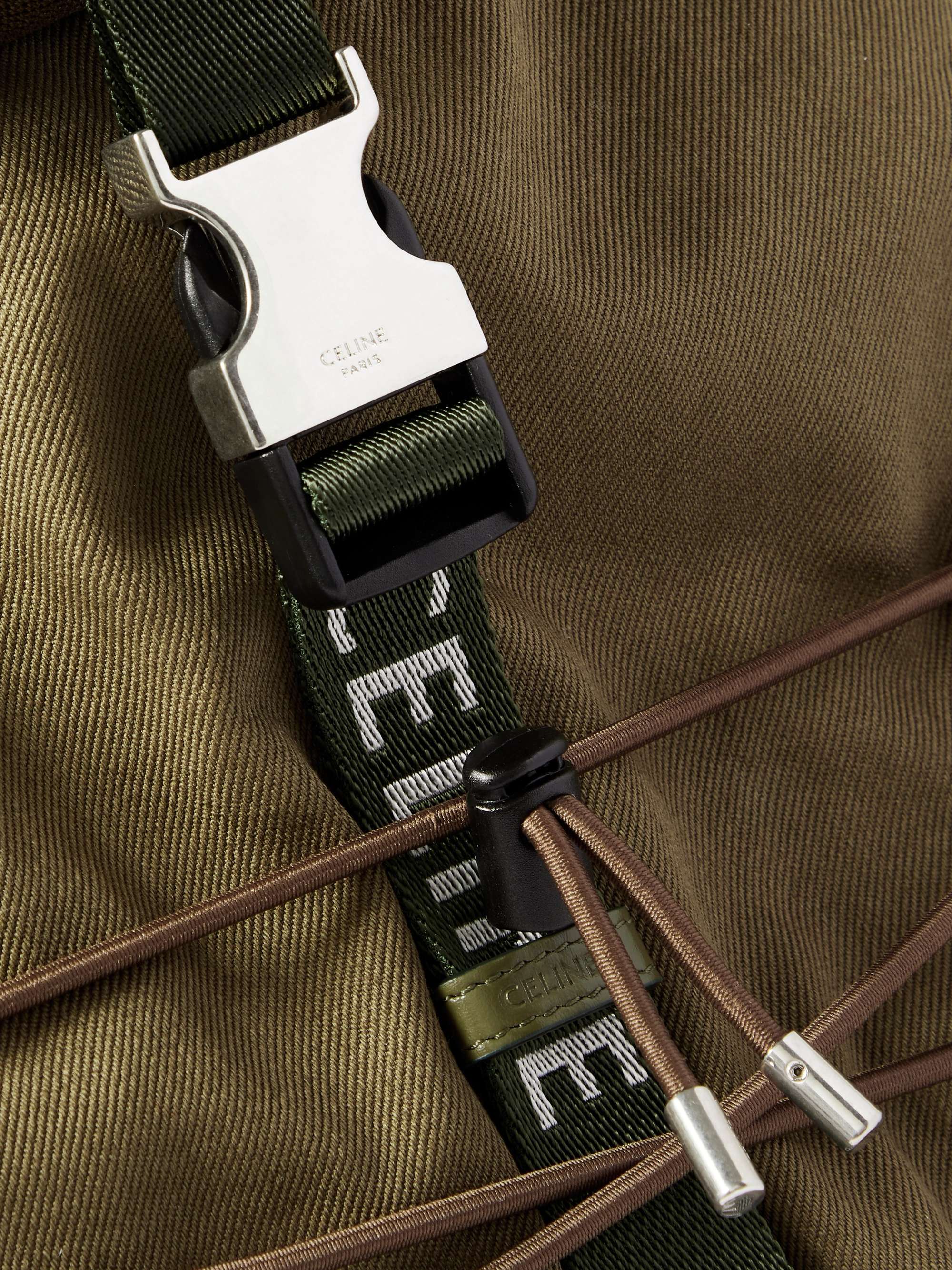 CELINE HOMME Logo Webbing-Trimmed Gabardine Backpack