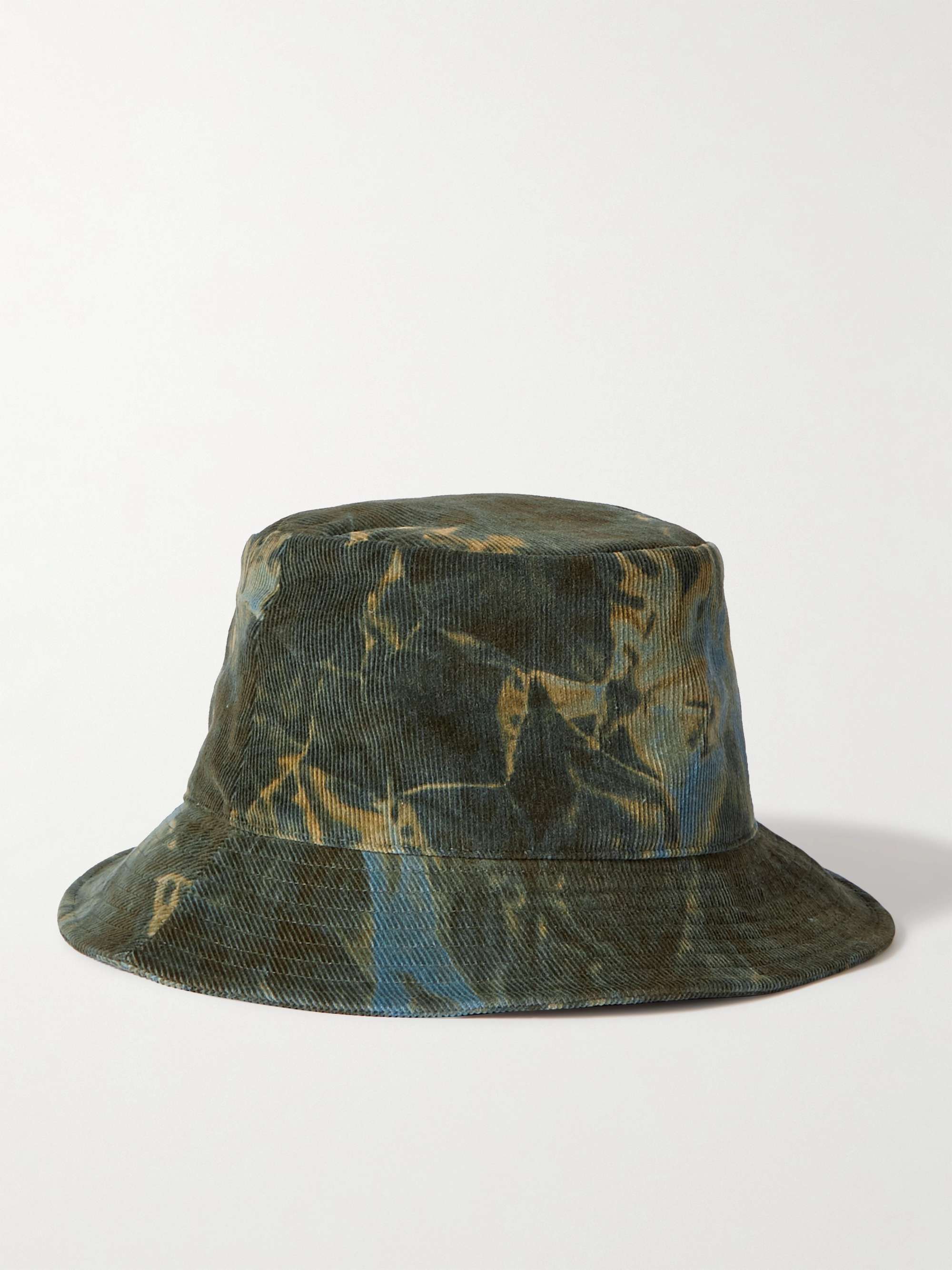 CELINE HOMME Logo-Print Tie-Dyed Cotton-Corduroy Bucket Hat