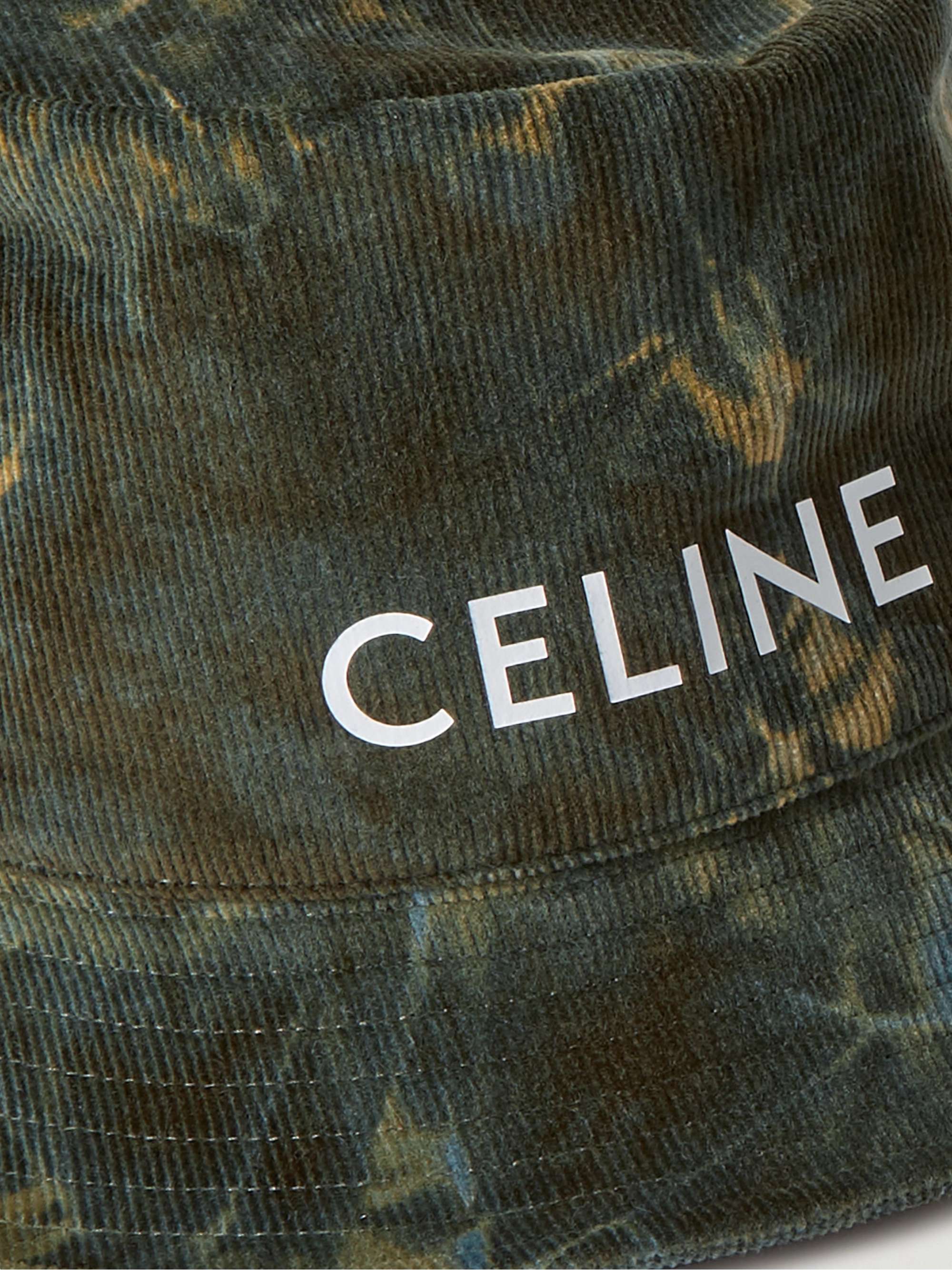 CELINE HOMME Logo-Print Tie-Dyed Cotton-Corduroy Bucket Hat