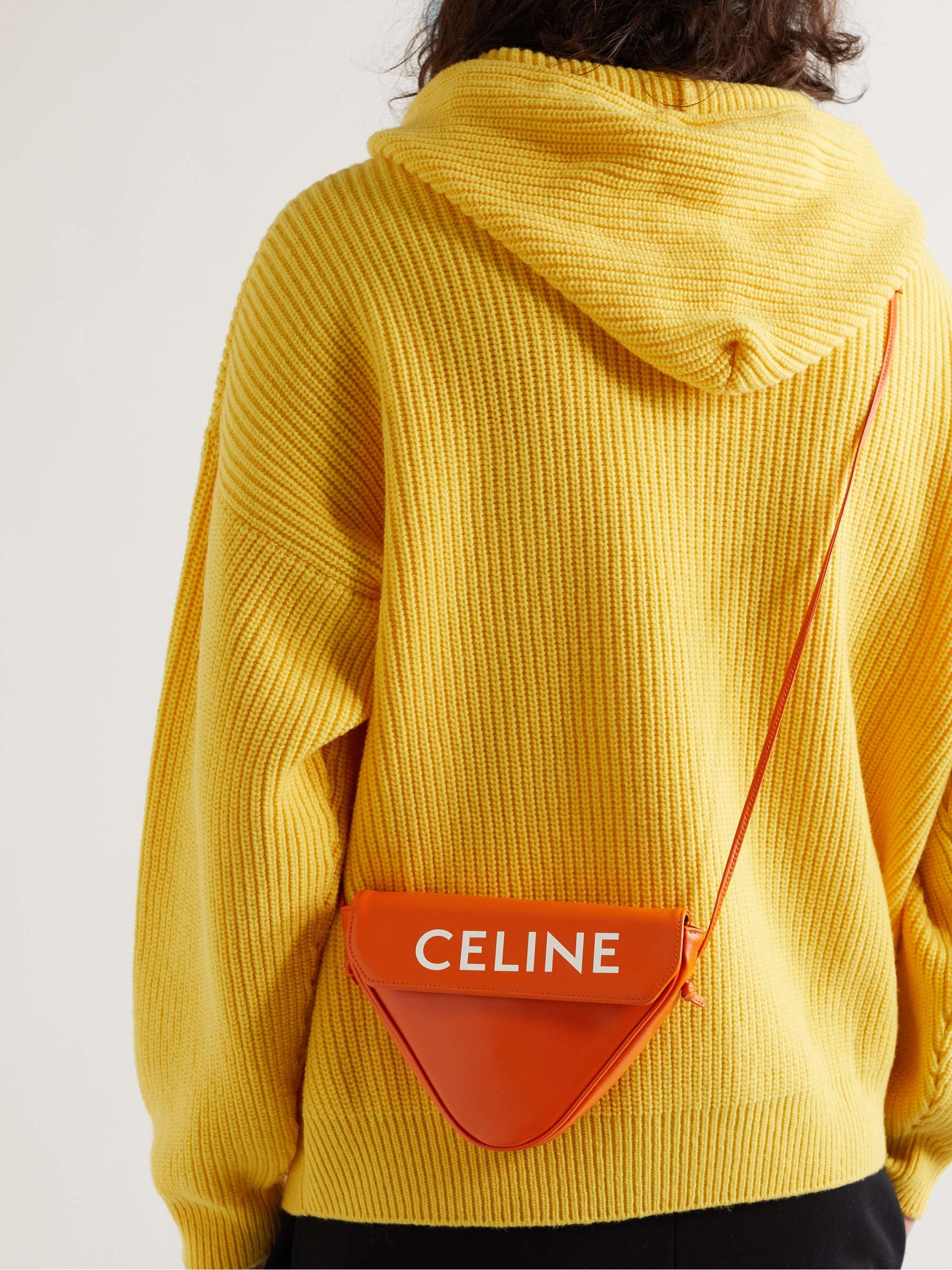 CELINE HOMME Logo-Print Leather Messenger Bag