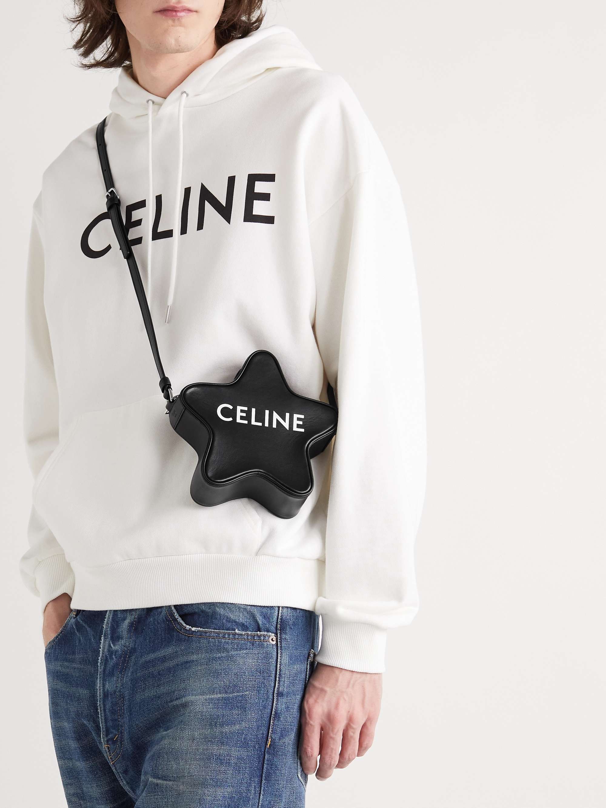 CELINE HOMME Etoile Small Logo-Print Leather Messenger Bag